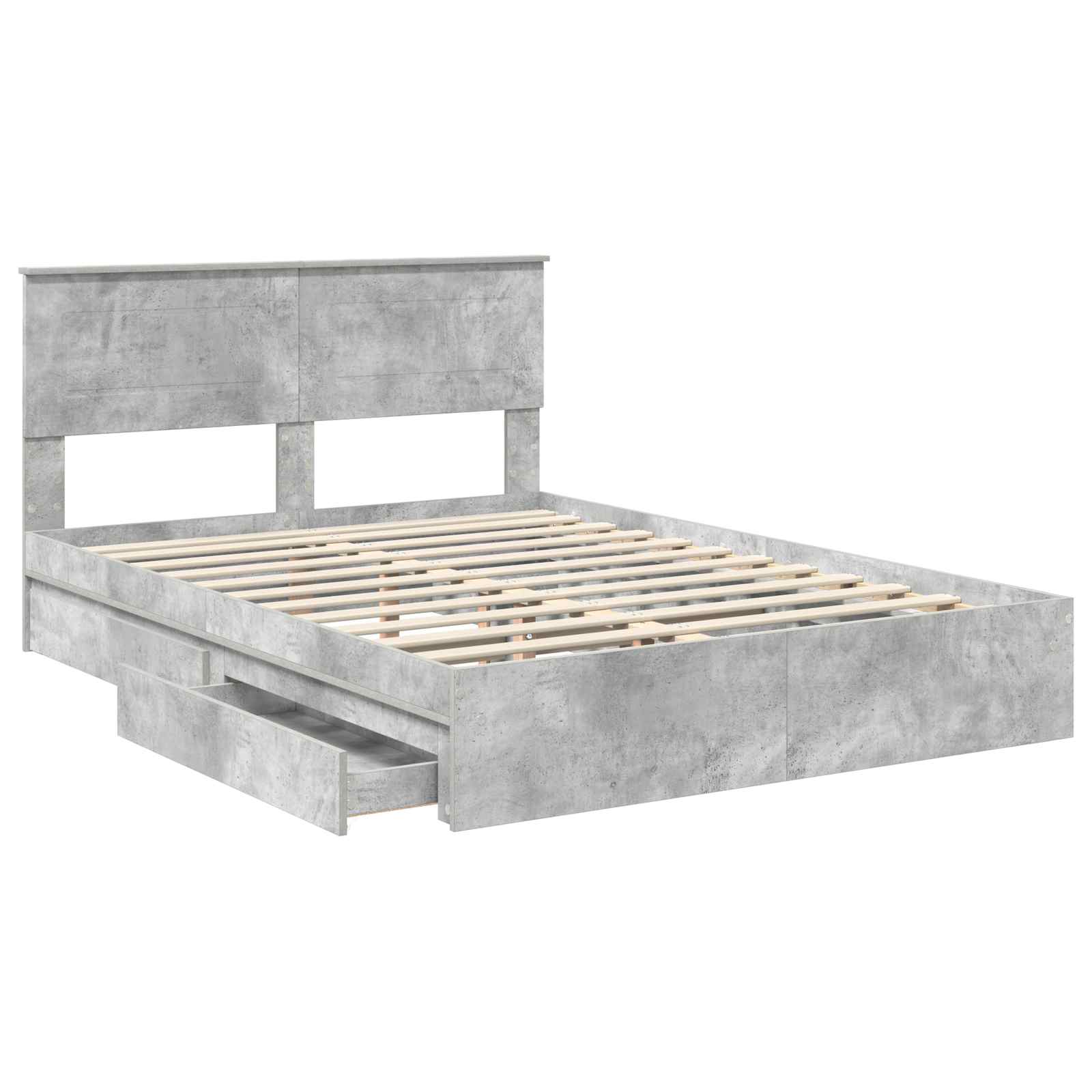 Opslag bed met hoofdeinde Beton Grijs 150 x 200 cm Bewerkt hout is nu te koop bij PeponiXL, paradijselijk wonen!
