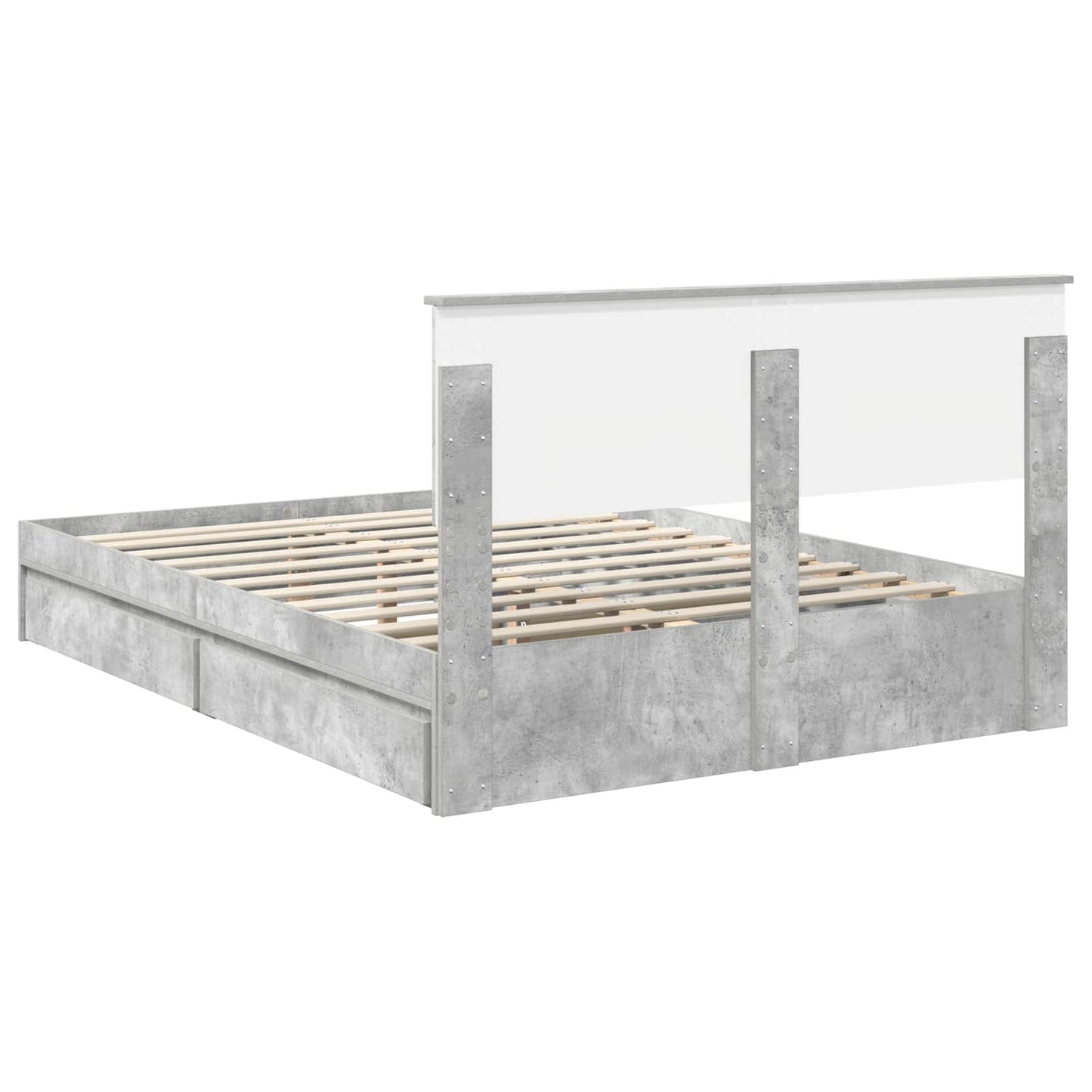 Opslag bed met hoofdeinde Beton Grijs 150 x 200 cm Bewerkt hout is nu te koop bij PeponiXL, paradijselijk wonen!