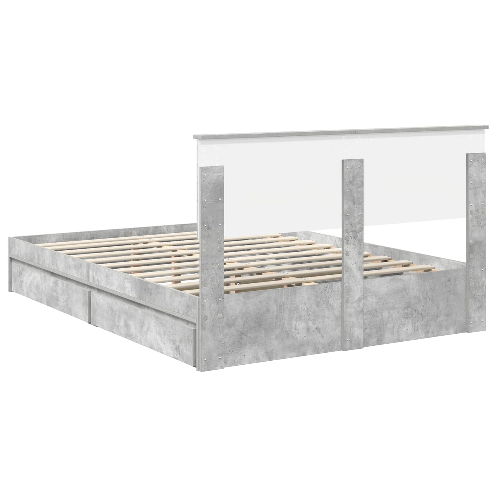 Opslag bed met hoofdeinde Beton Grijs 150 x 200 cm Bewerkt hout is nu te koop bij PeponiXL, paradijselijk wonen!