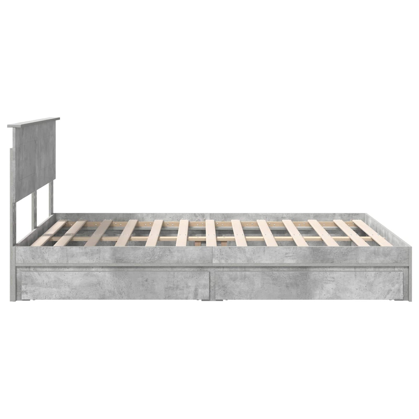 Opslag bed met hoofdeinde Beton Grijs 150 x 200 cm Bewerkt hout is nu te koop bij PeponiXL, paradijselijk wonen!