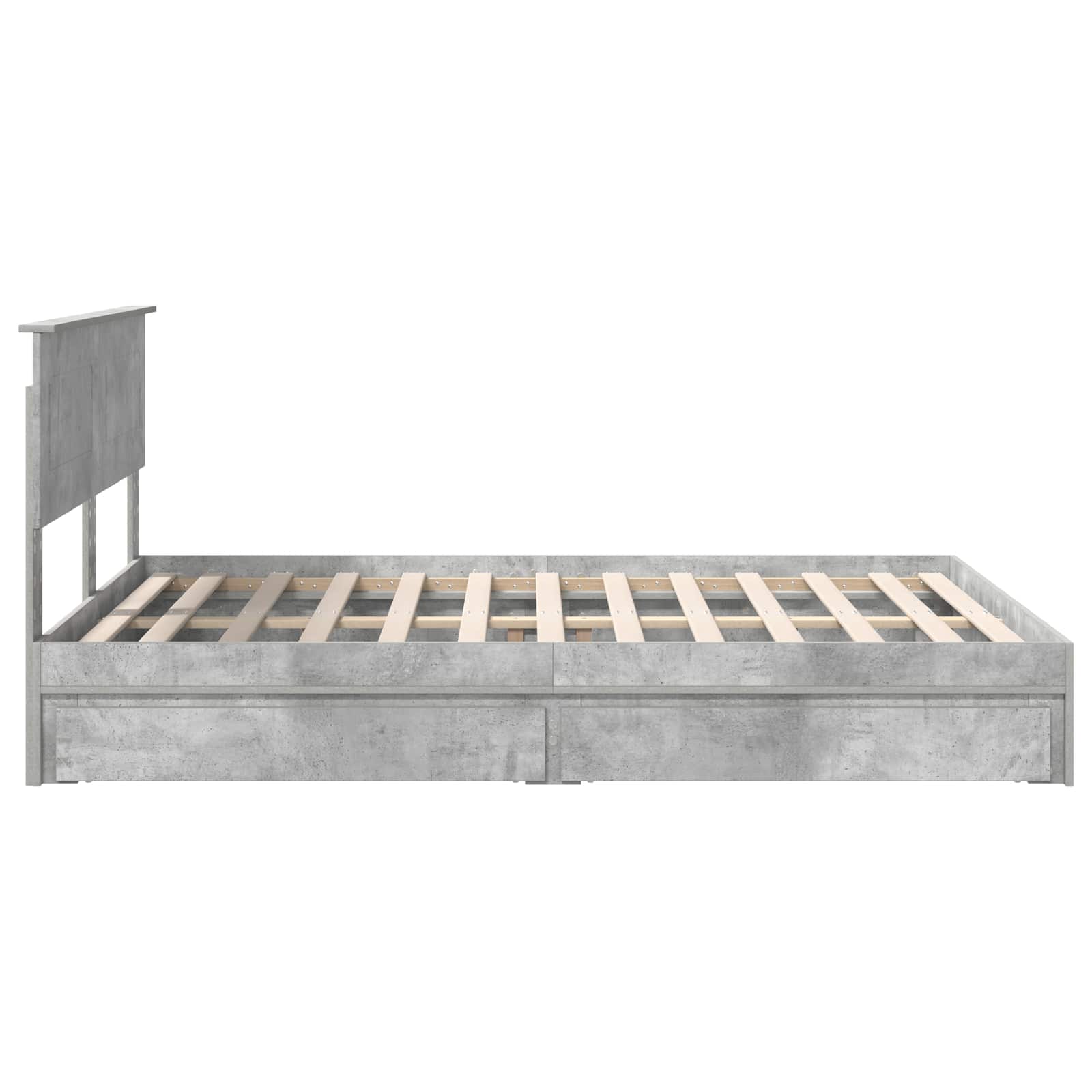 Opslag bed met hoofdeinde Beton Grijs 150 x 200 cm Bewerkt hout is nu te koop bij PeponiXL, paradijselijk wonen!