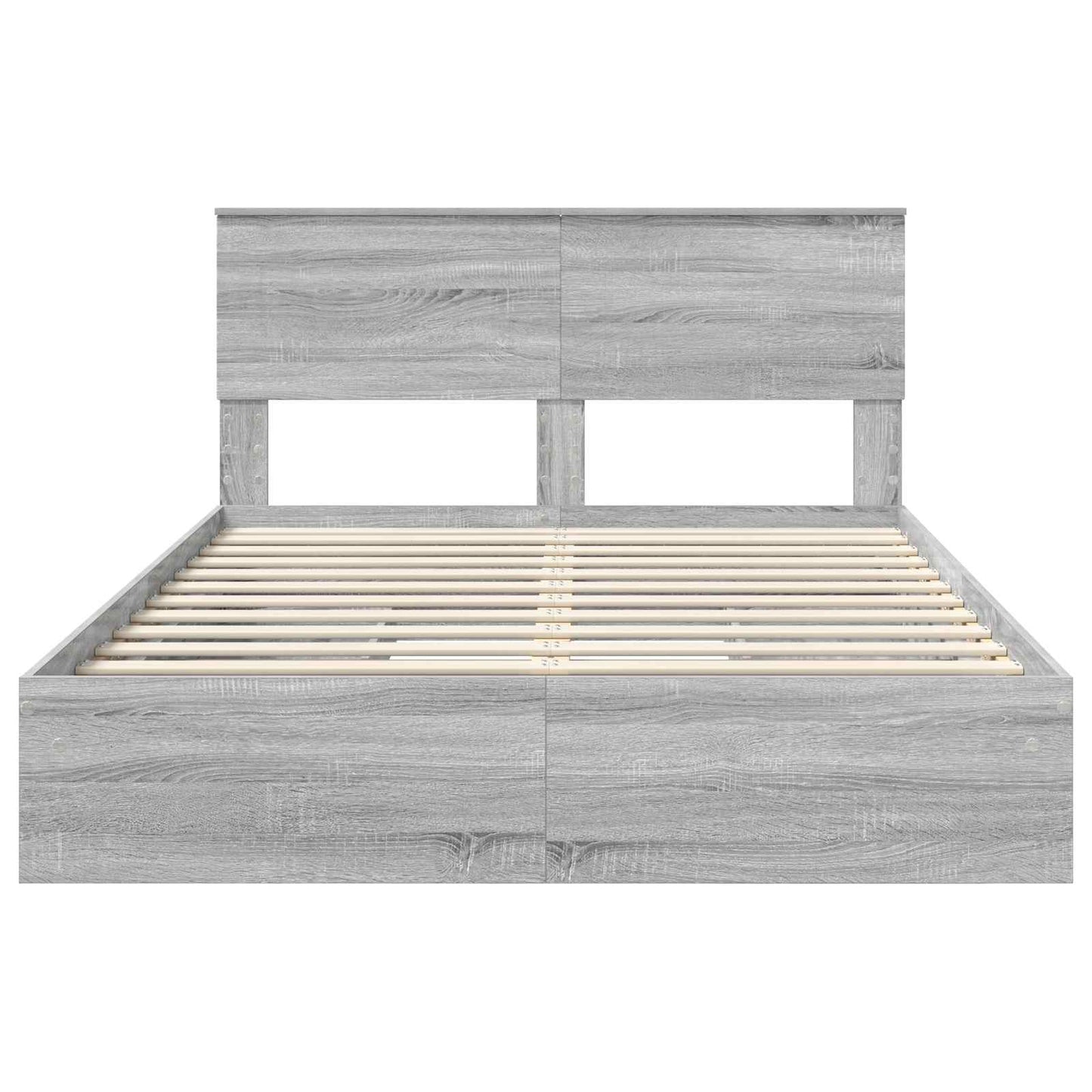 Opslag bed met lade Grijs Sonoma 150 x 200 cm Bewerkt hout is nu te koop bij PeponiXL, paradijselijk wonen!