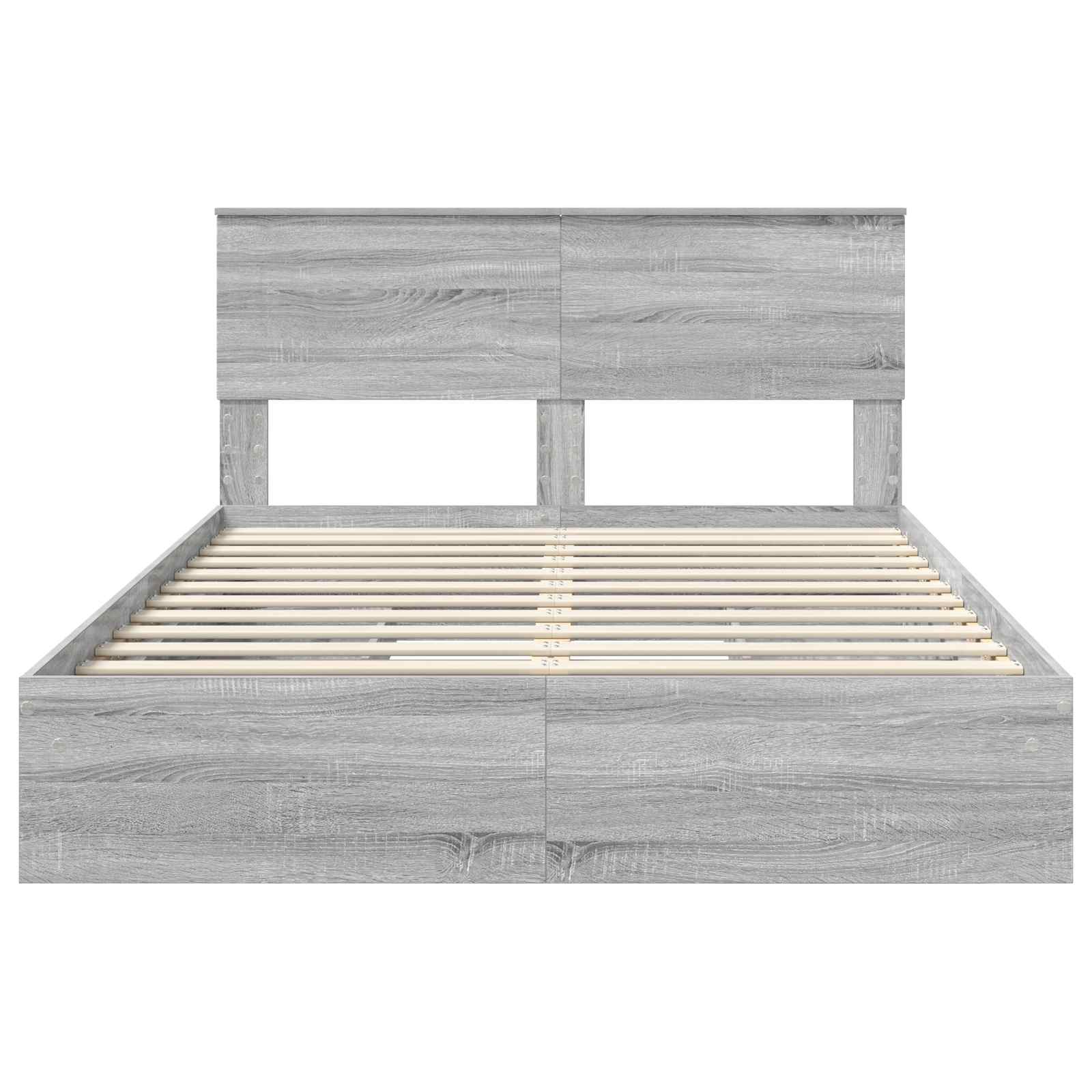 Opslag bed met lade Grijs Sonoma 150 x 200 cm Bewerkt hout is nu te koop bij PeponiXL, paradijselijk wonen!