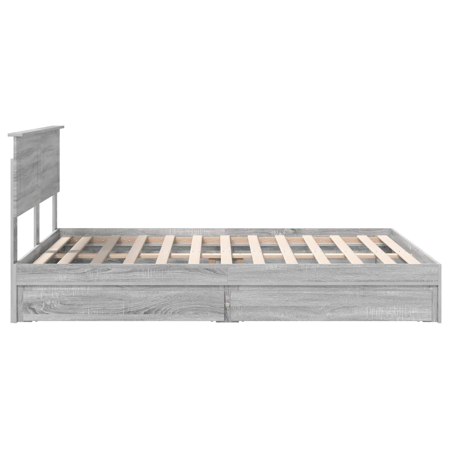 Opslag bed met lade Grijs Sonoma 150 x 200 cm Bewerkt hout is nu te koop bij PeponiXL, paradijselijk wonen!