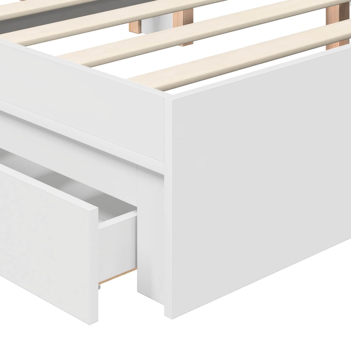 Opslag bed met hoofdeinde Wit 140 x 190 cm Bewerkt hout is nu te koop bij PeponiXL, paradijselijk wonen!