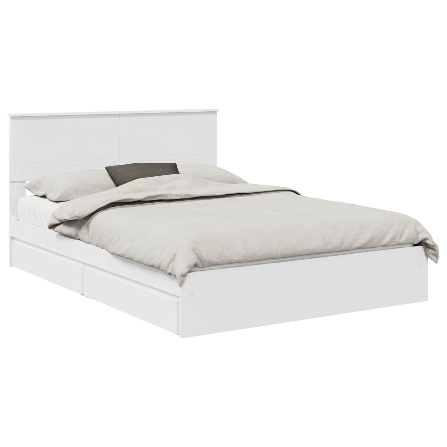Opslag bed met hoofdeinde Wit 140 x 190 cm Bewerkt hout is nu te koop bij PeponiXL, paradijselijk wonen!