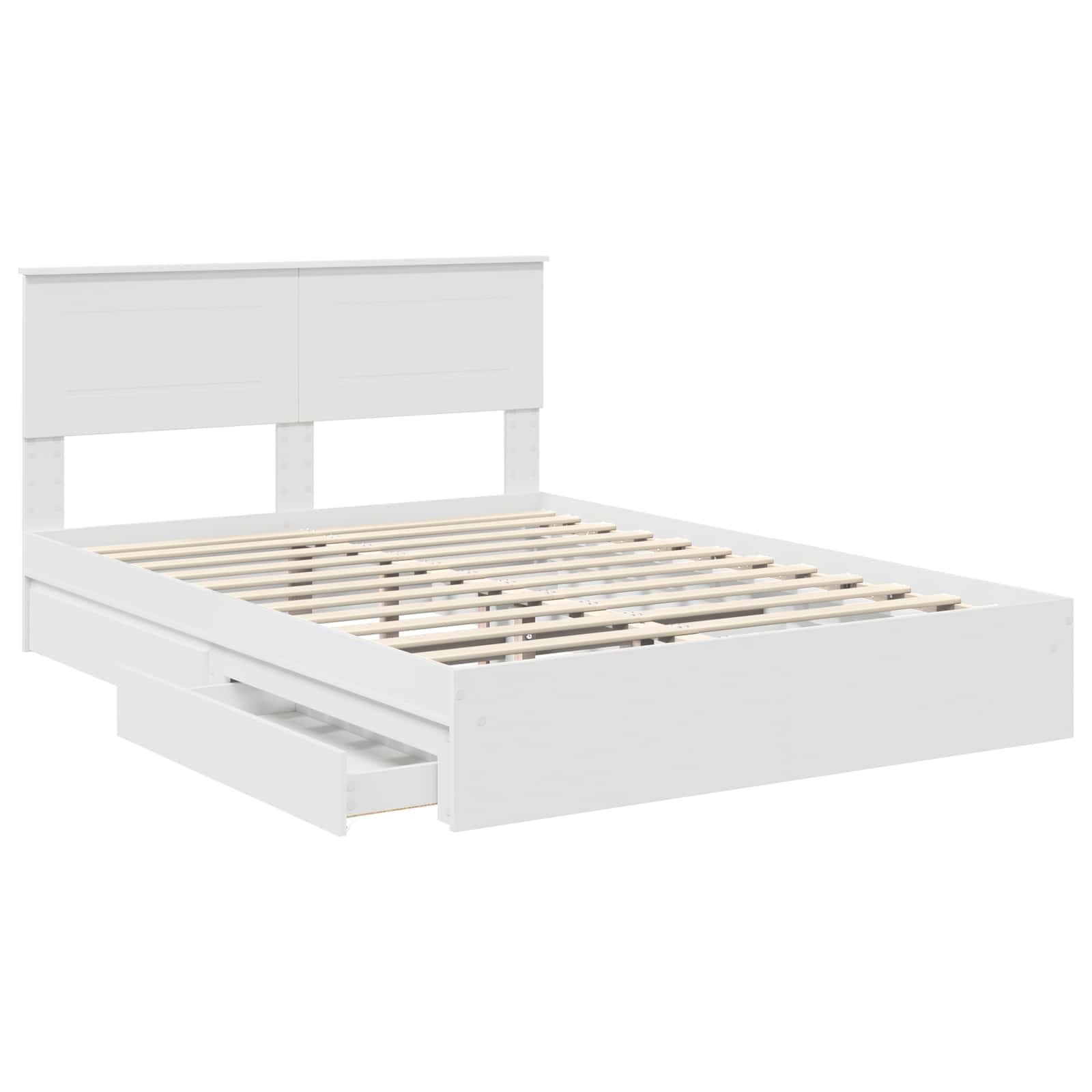 Opslag bed met hoofdeinde Wit 140 x 190 cm Bewerkt hout is nu te koop bij PeponiXL, paradijselijk wonen!