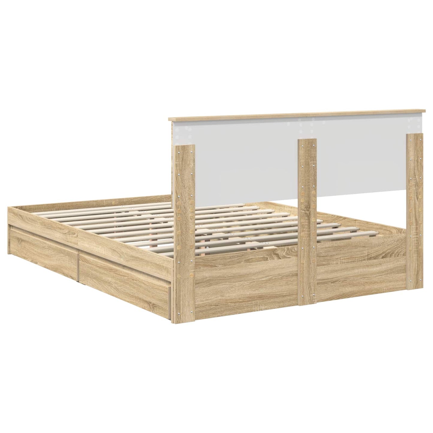 Opslag bed met lade Sonoma Eiken 140 x 190 cm Bewerkt hout is nu te koop bij PeponiXL, paradijselijk wonen!