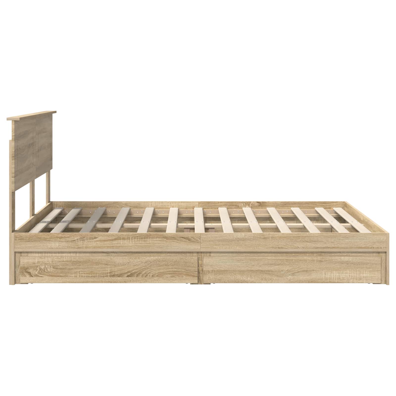 Opslag bed met lade Sonoma Eiken 140 x 190 cm Bewerkt hout is nu te koop bij PeponiXL, paradijselijk wonen!