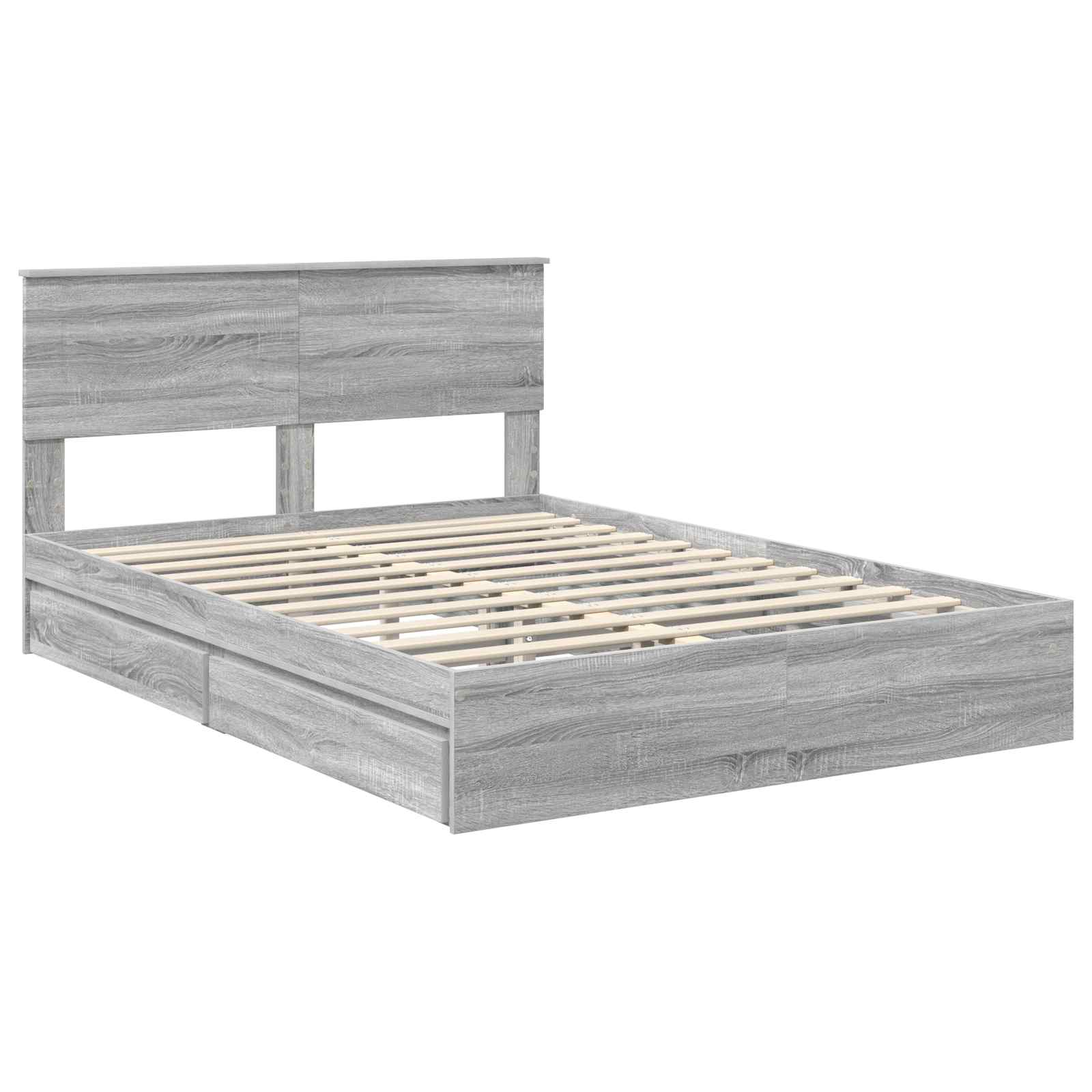 Opslag bed met lade Grijs Sonoma 140 x 200 cm Bewerkt hout is nu te koop bij PeponiXL, paradijselijk wonen!