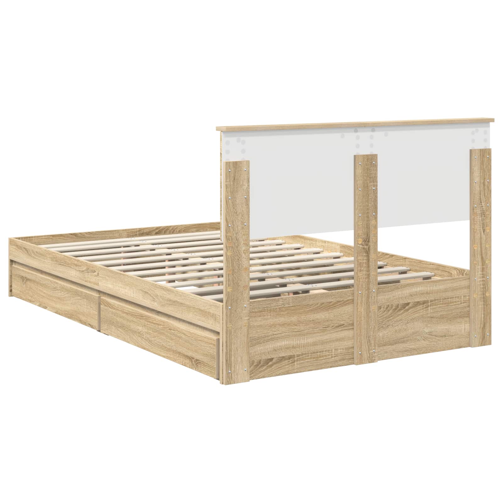 Opslag bed met lade Sonoma Eiken 135 x 190 cm Bewerkt hout is nu te koop bij PeponiXL, paradijselijk wonen!