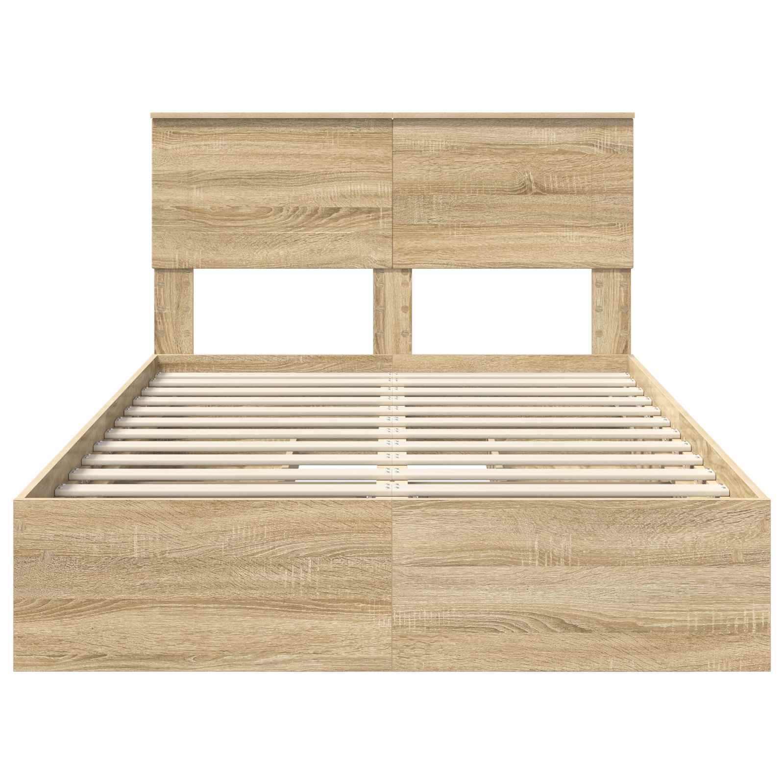 Opslag bed met lade Sonoma Eiken 135 x 190 cm Bewerkt hout is nu te koop bij PeponiXL, paradijselijk wonen!