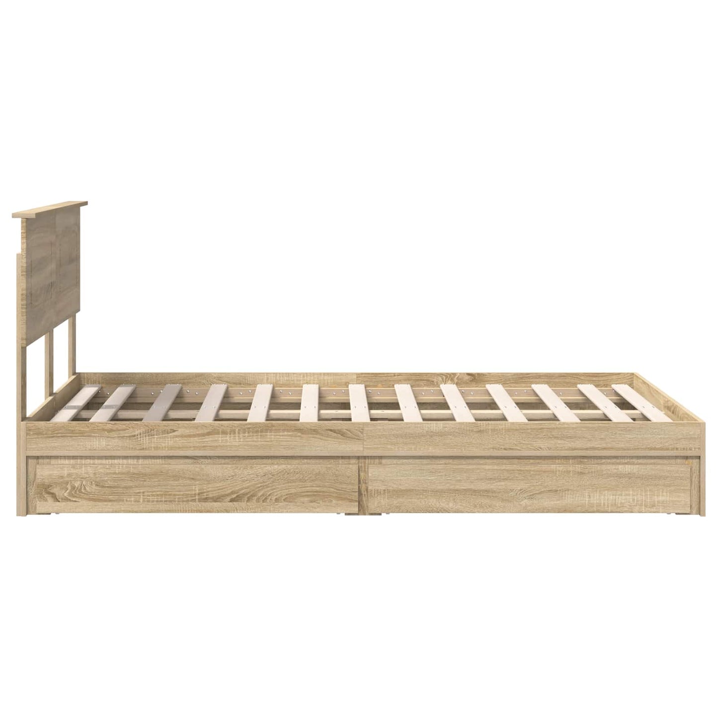 Opslag bed met lade Sonoma Eiken 135 x 190 cm Bewerkt hout is nu te koop bij PeponiXL, paradijselijk wonen!