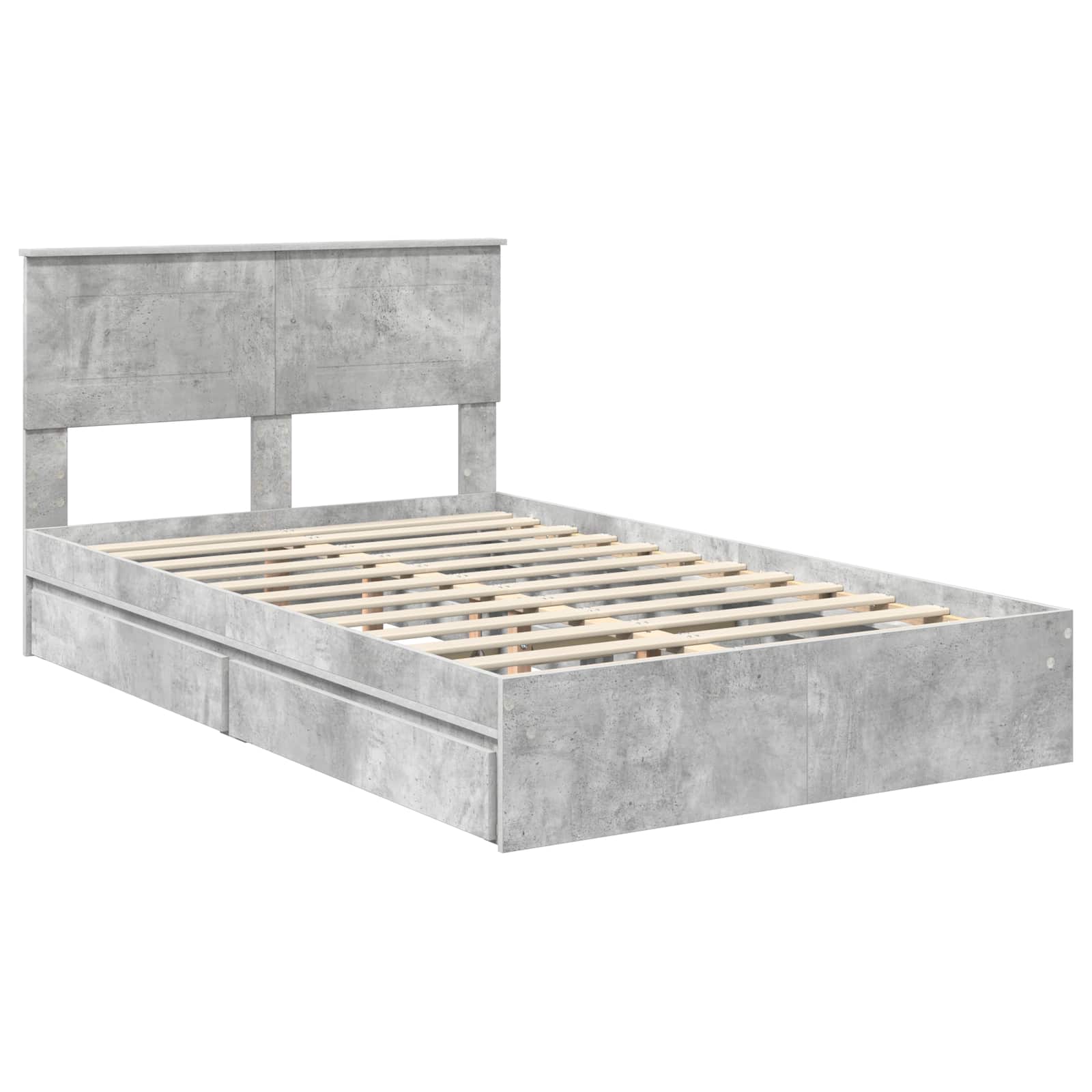 Opslag bed met hoofdeinde Beton Grijs 135 x 190 cm Bewerkt hout is nu te koop bij PeponiXL, paradijselijk wonen!