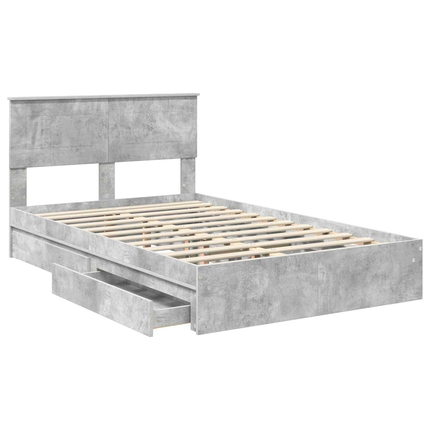 Opslag bed met hoofdeinde Beton Grijs 135 x 190 cm Bewerkt hout is nu te koop bij PeponiXL, paradijselijk wonen!