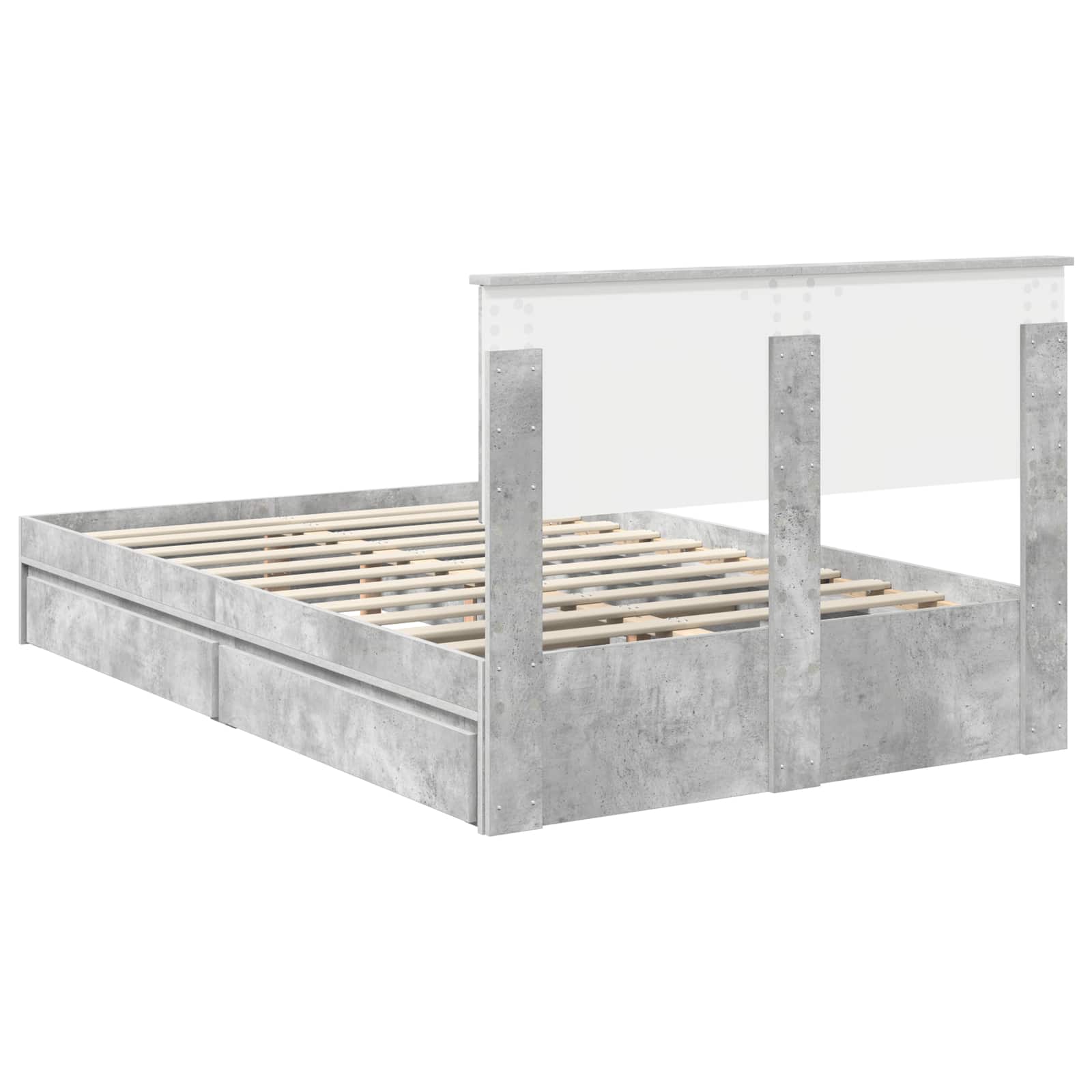 Opslag bed met hoofdeinde Beton Grijs 135 x 190 cm Bewerkt hout is nu te koop bij PeponiXL, paradijselijk wonen!