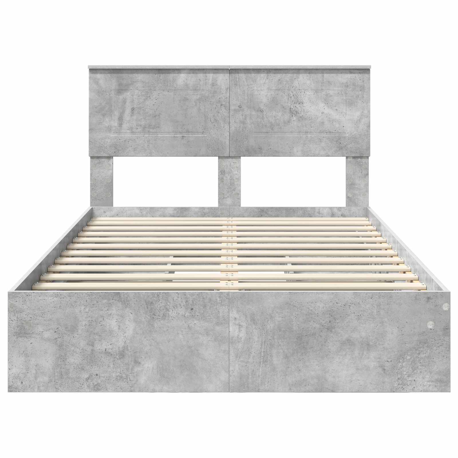 Opslag bed met hoofdeinde Beton Grijs 135 x 190 cm Bewerkt hout is nu te koop bij PeponiXL, paradijselijk wonen!