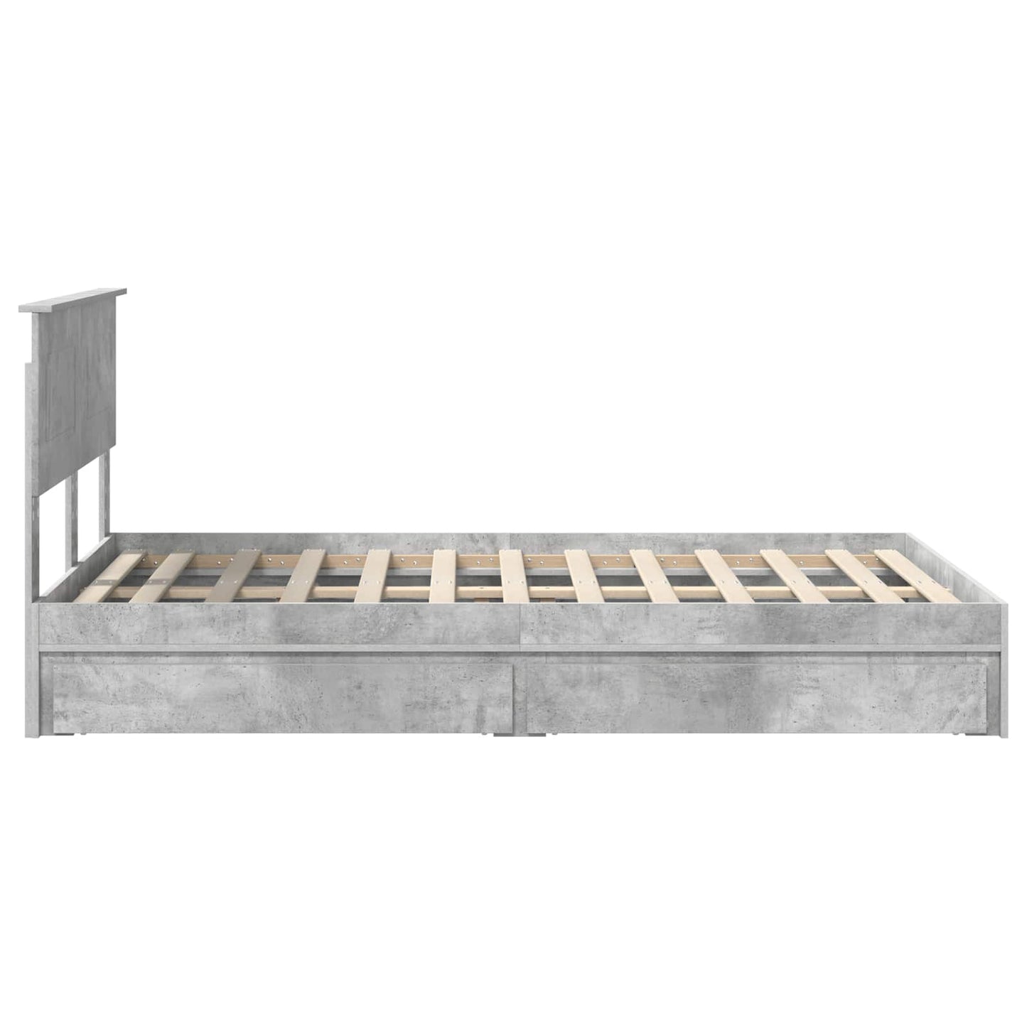 Opslag bed met hoofdeinde Beton Grijs 135 x 190 cm Bewerkt hout is nu te koop bij PeponiXL, paradijselijk wonen!