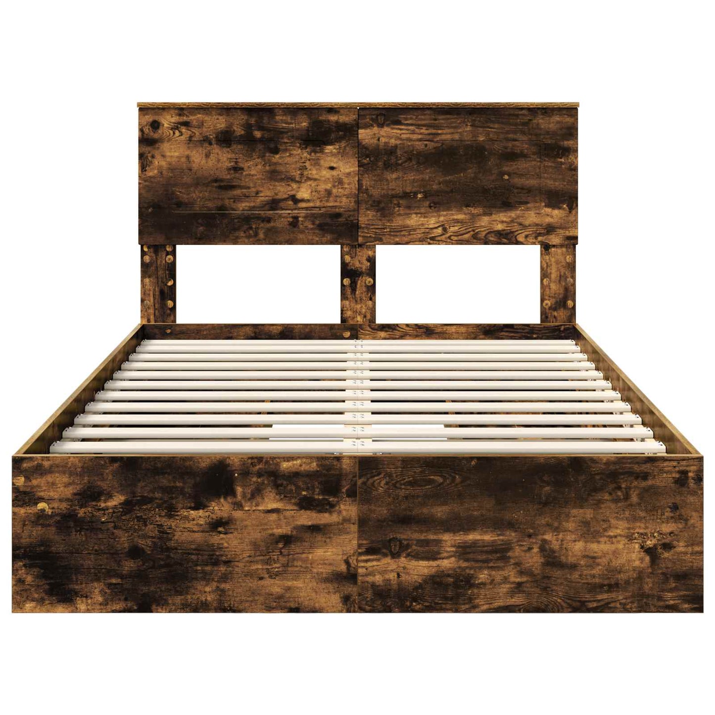 Opslag bed met lade Gerookt eiken 135 x 190 cm Bewerkt hout is nu te koop bij PeponiXL, paradijselijk wonen!