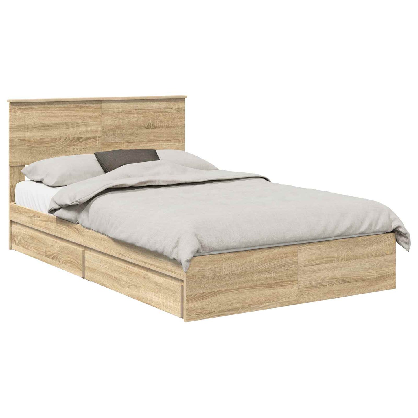 Opslag bed met lade Sonoma Eiken 120 x 200 cm Bewerkt hout is nu te koop bij PeponiXL, paradijselijk wonen!