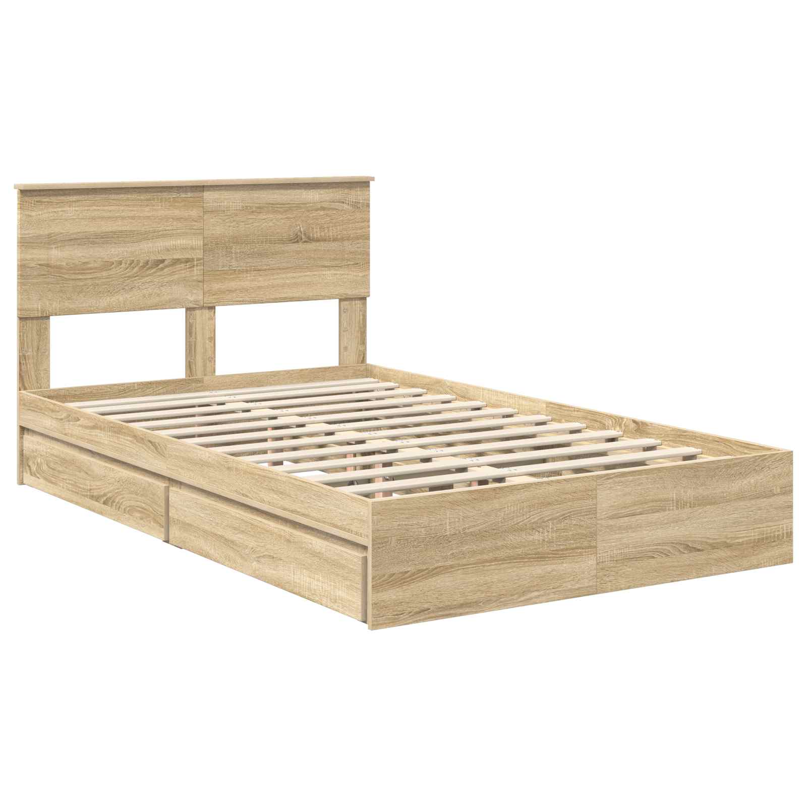 Opslag bed met lade Sonoma Eiken 120 x 200 cm Bewerkt hout is nu te koop bij PeponiXL, paradijselijk wonen!