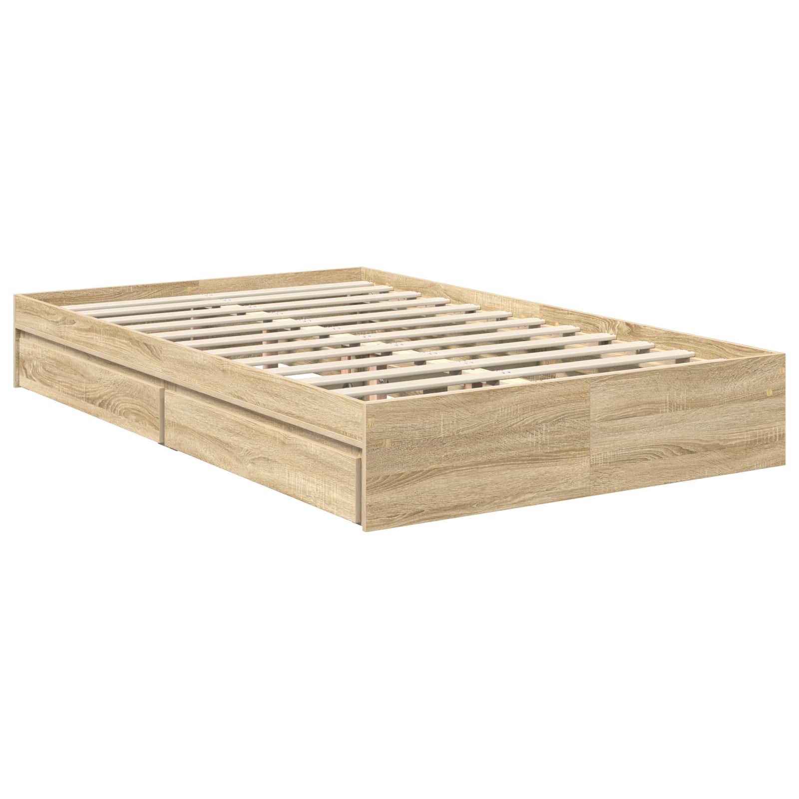 Opslag bed met lade Sonoma Eiken 120 x 200 cm Bewerkt hout is nu te koop bij PeponiXL, paradijselijk wonen!