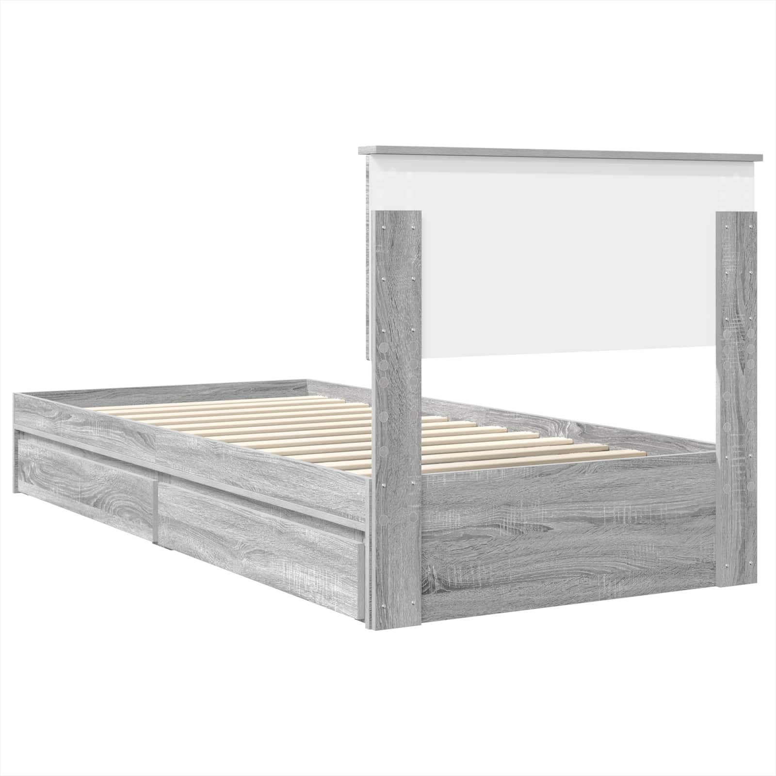 Opslag bed met lade Grijs Sonoma 100 x 200 cm Bewerkt hout is nu te koop bij PeponiXL, paradijselijk wonen!
