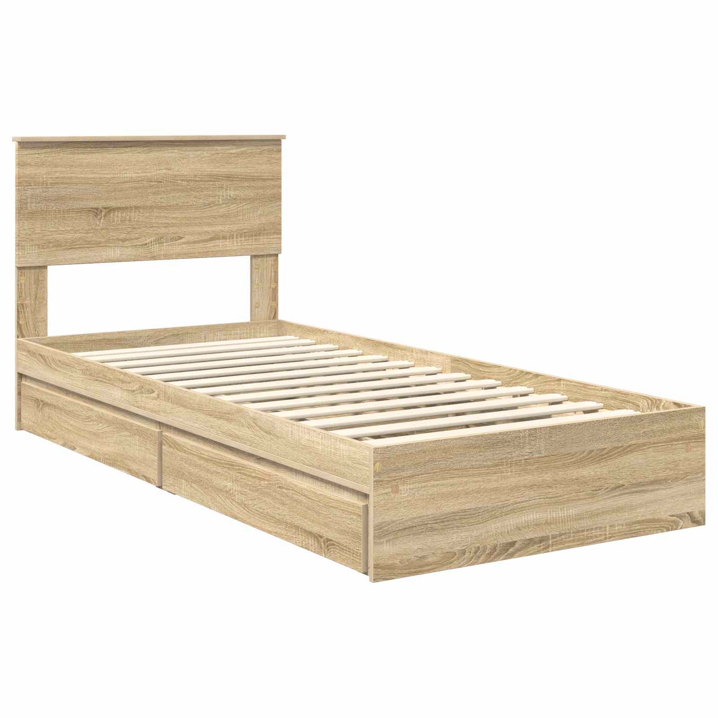 Opslag bed met hoofdeinde Sonoma Eiken 90 x 190 cm Bewerkt hout is nu te koop bij PeponiXL, paradijselijk wonen!