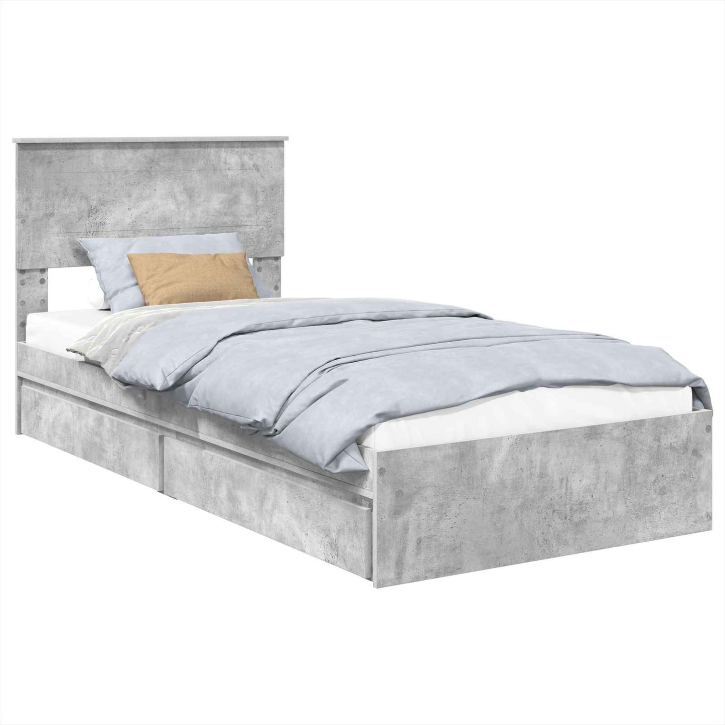 Opslag bed met hoofdeinde Beton Grijs 90 x 190 cm Bewerkt hout is nu te koop bij PeponiXL, paradijselijk wonen!