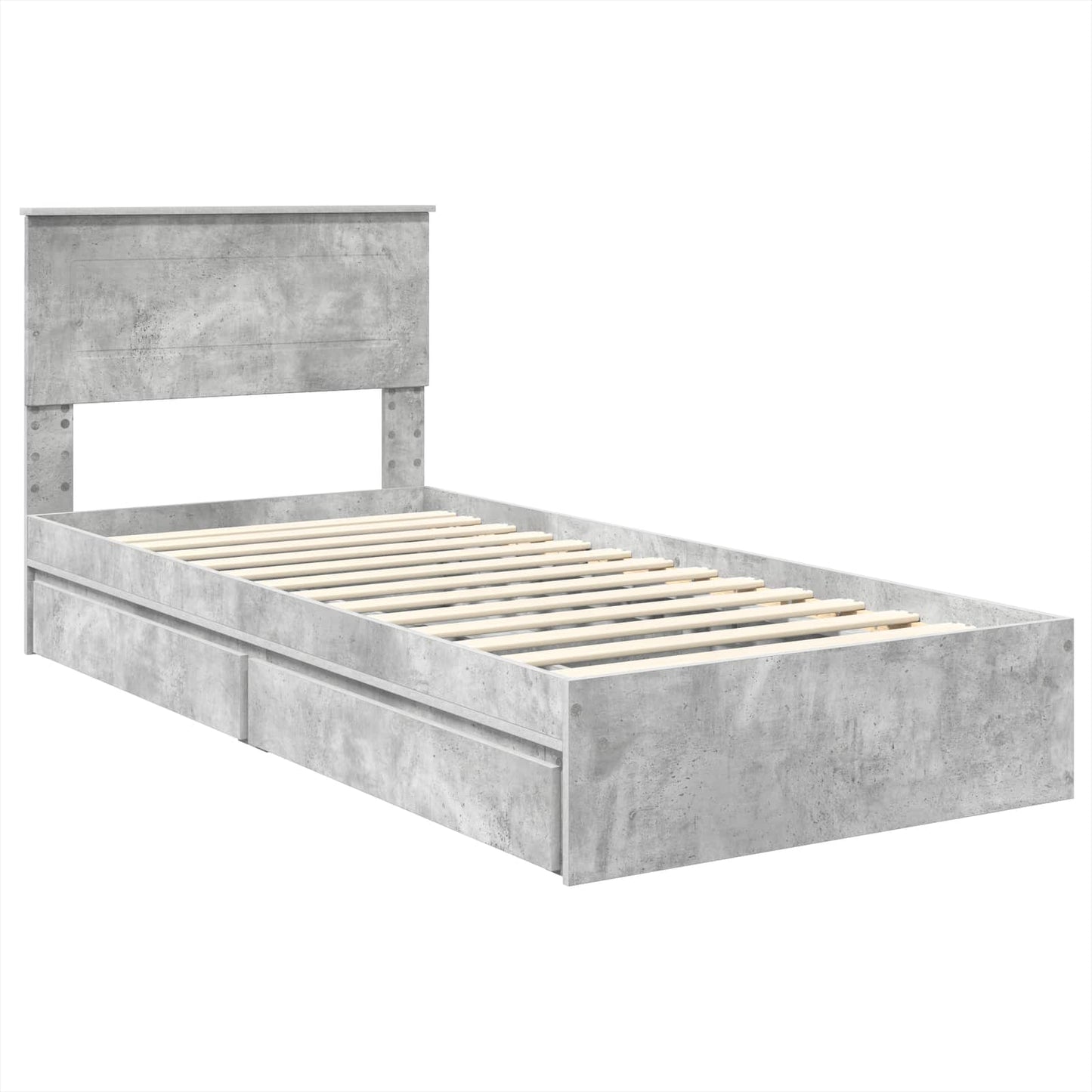 Opslag bed met hoofdeinde Beton Grijs 90 x 200 cm Bewerkt hout is nu te koop bij PeponiXL, paradijselijk wonen!