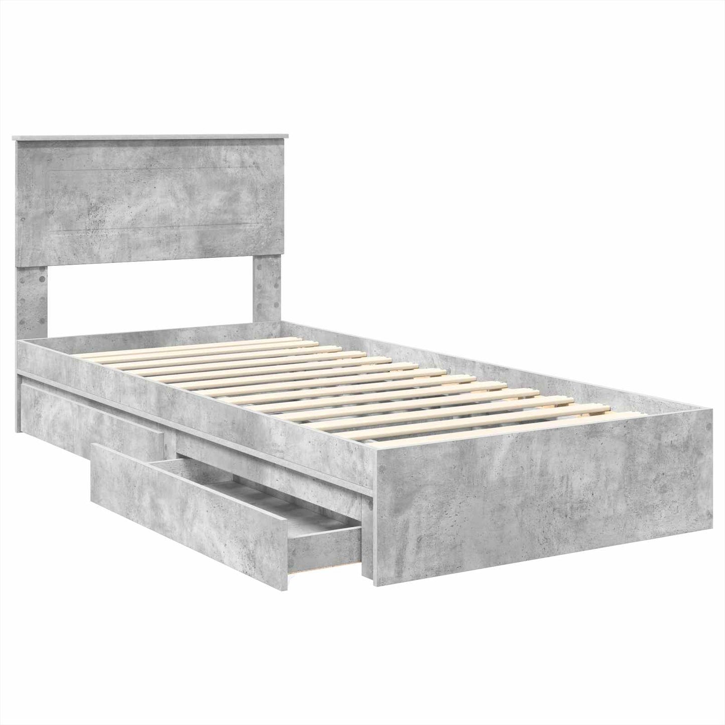 Opslag bed met hoofdeinde Beton Grijs 90 x 200 cm Bewerkt hout is nu te koop bij PeponiXL, paradijselijk wonen!