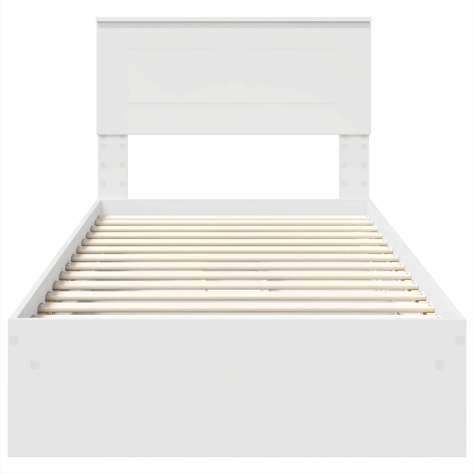 Opslag bed met hoofdeinde met lade Wit 75 x 190 cm Bewerkt hout is nu te koop bij PeponiXL, paradijselijk wonen!