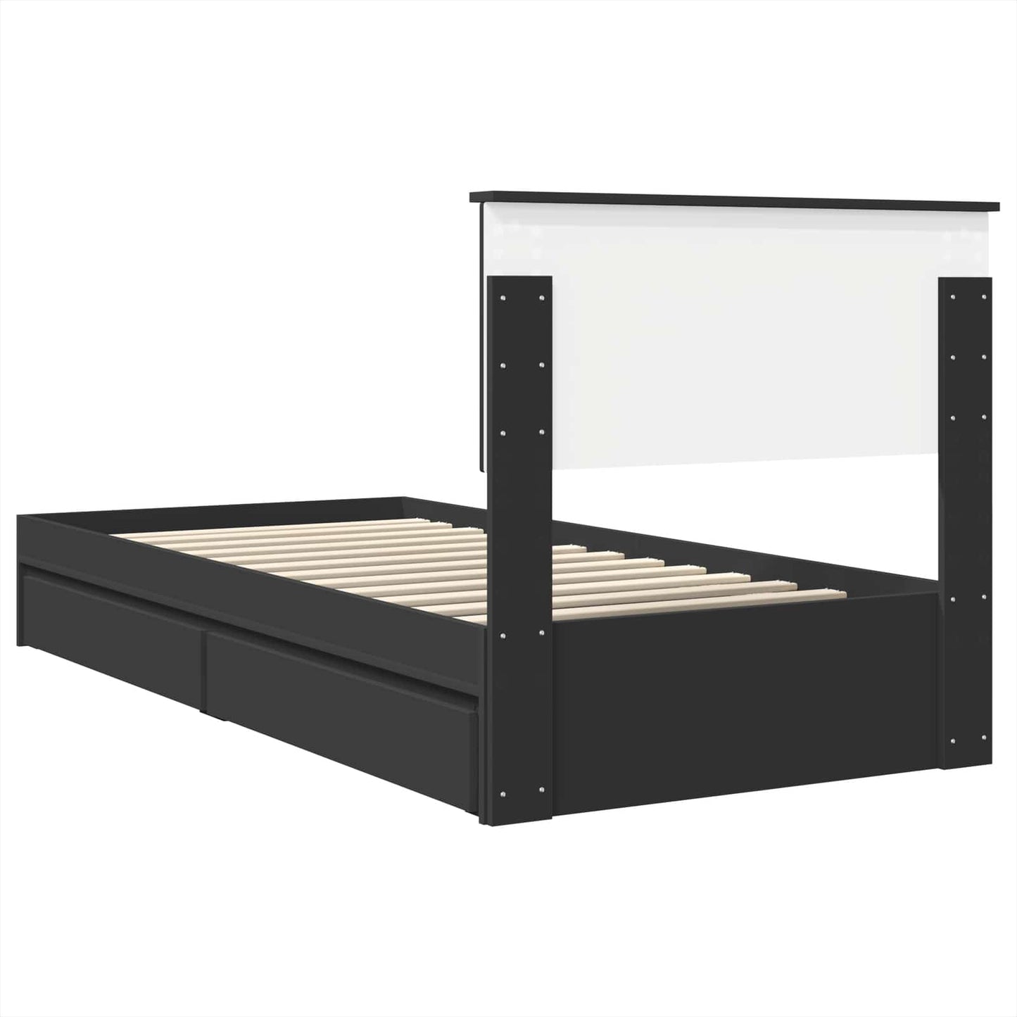 Opslag bed met hoofdeinde Zwart 75 x 190 cm Bewerkt hout is nu te koop bij PeponiXL, paradijselijk wonen!
