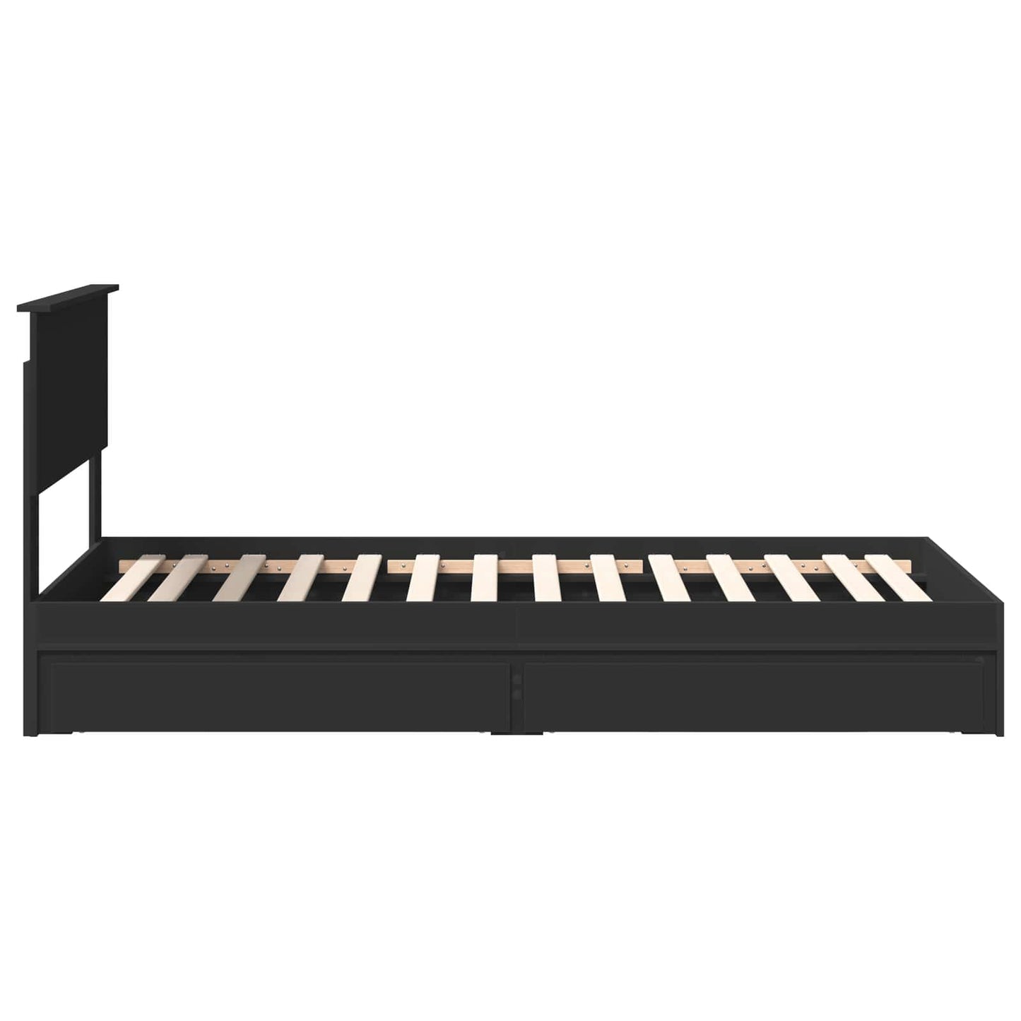 Opslag bed met hoofdeinde Zwart 75 x 190 cm Bewerkt hout is nu te koop bij PeponiXL, paradijselijk wonen!