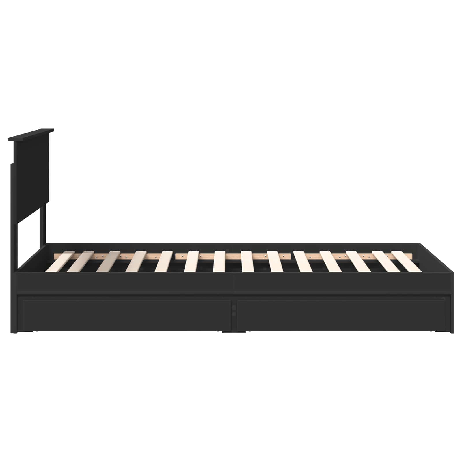 Opslag bed met hoofdeinde Zwart 75 x 190 cm Bewerkt hout is nu te koop bij PeponiXL, paradijselijk wonen!