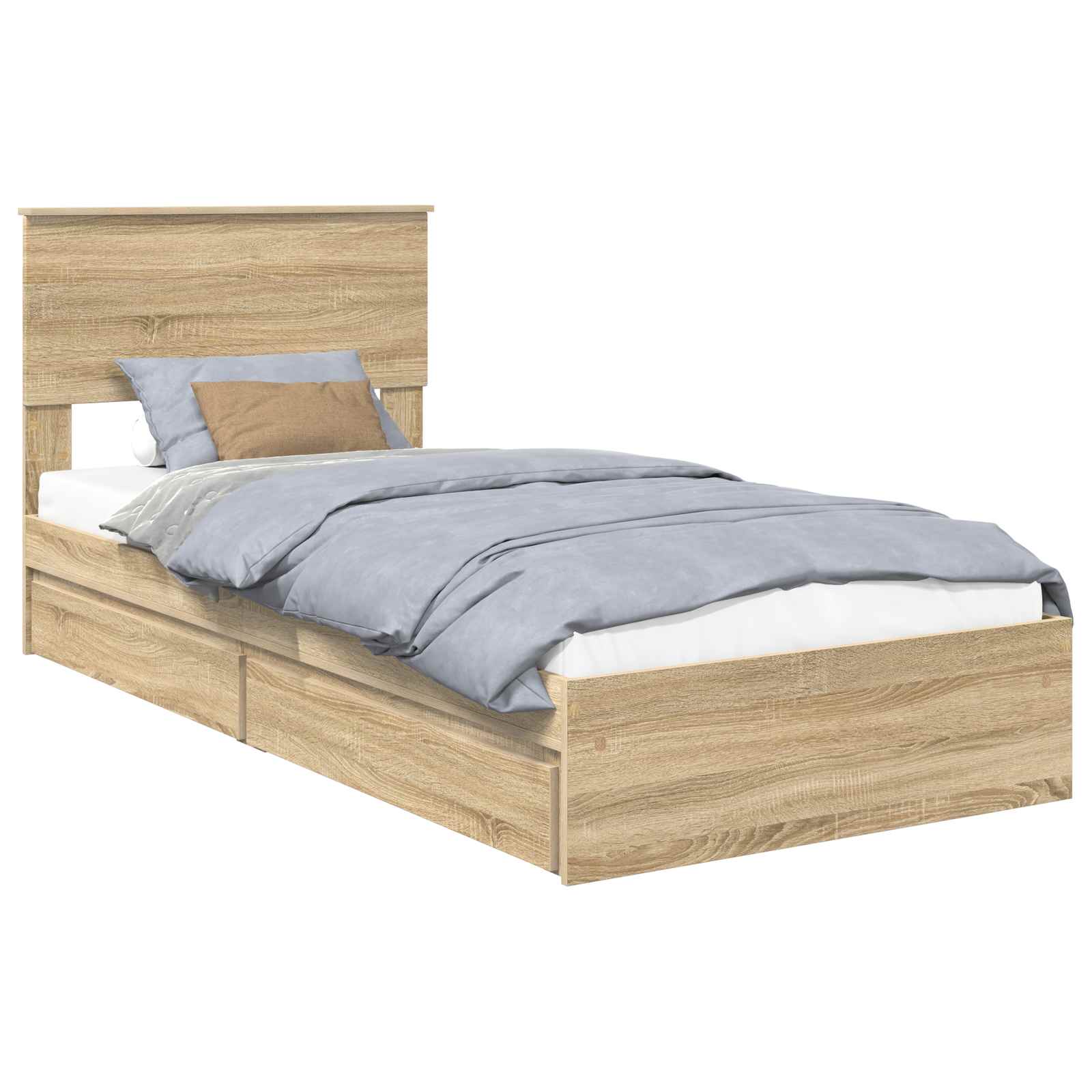 Opslag bed met hoofdeinde Sonoma Eiken 75 x 190 cm Bewerkt hout is nu te koop bij PeponiXL, paradijselijk wonen!
