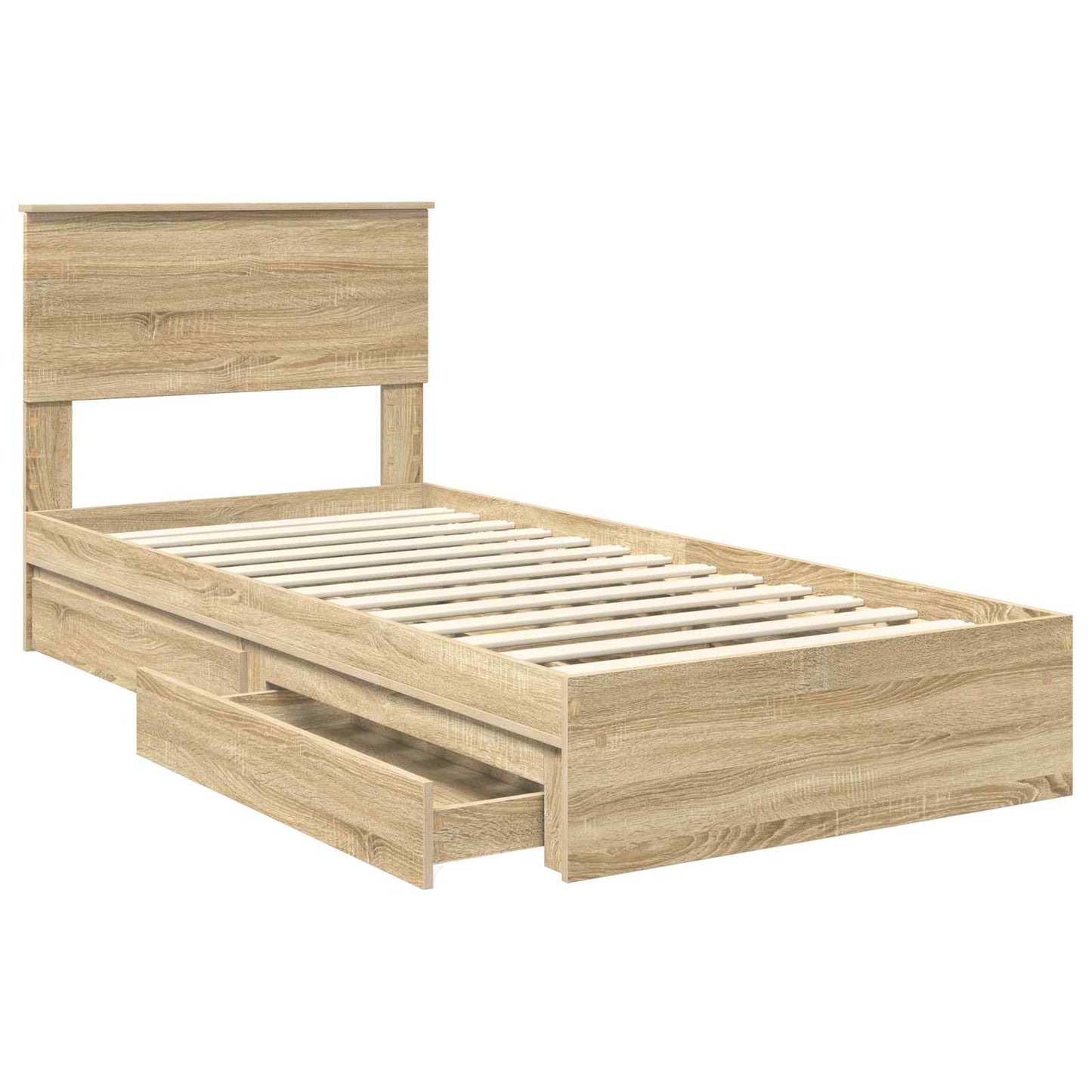 Opslag bed met hoofdeinde Sonoma Eiken 75 x 190 cm Bewerkt hout is nu te koop bij PeponiXL, paradijselijk wonen!