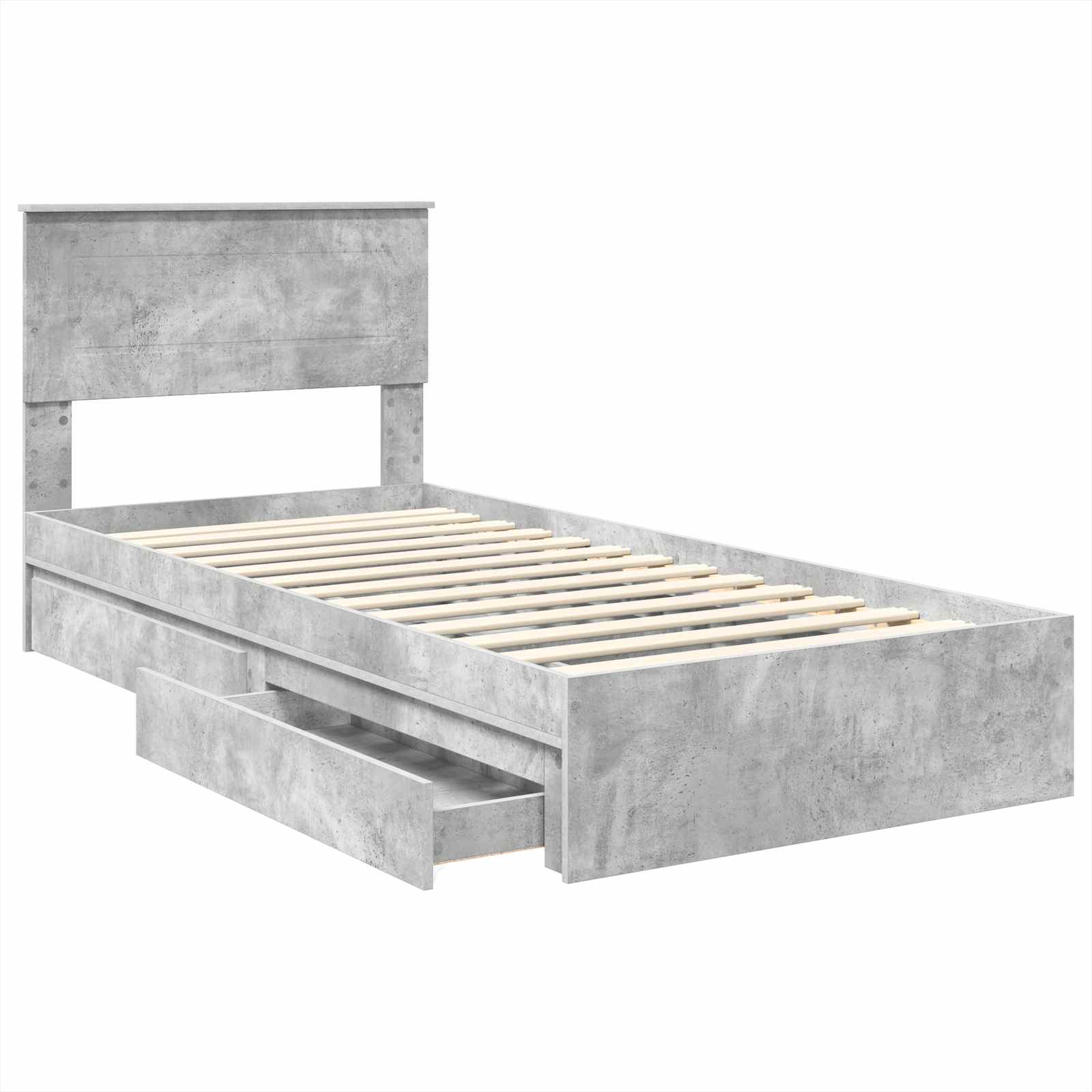 Opslag bed met hoofdeinde Beton Grijs 70 x 190 cm Bewerkt hout is nu te koop bij PeponiXL, paradijselijk wonen!