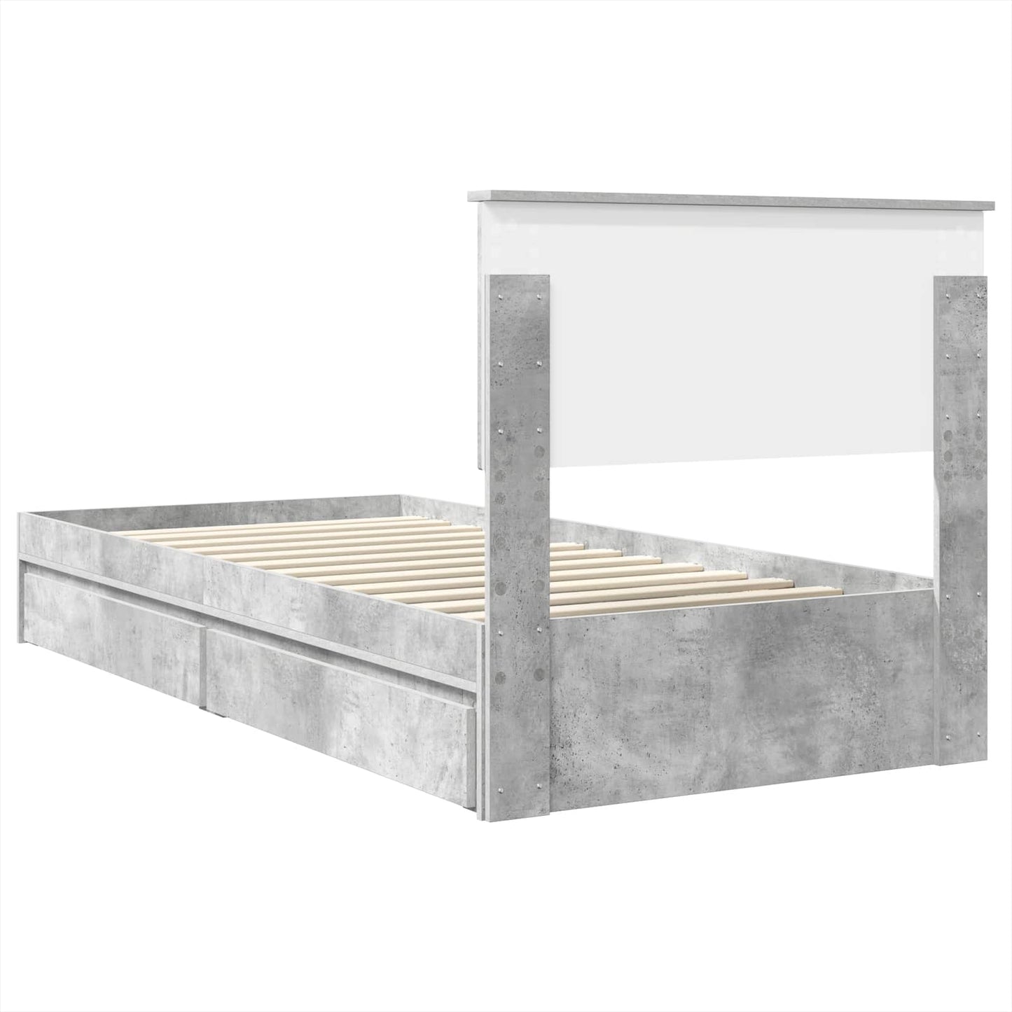 Opslag bed met hoofdeinde Beton Grijs 70 x 190 cm Bewerkt hout is nu te koop bij PeponiXL, paradijselijk wonen!
