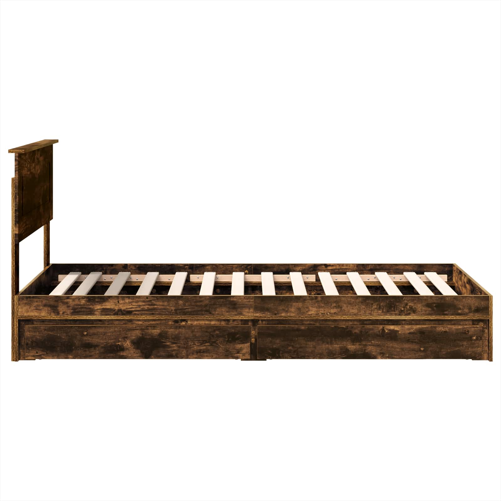 Opslag bed met lade Gerookt eiken 75 x 190 cm Bewerkt hout is nu te koop bij PeponiXL, paradijselijk wonen!