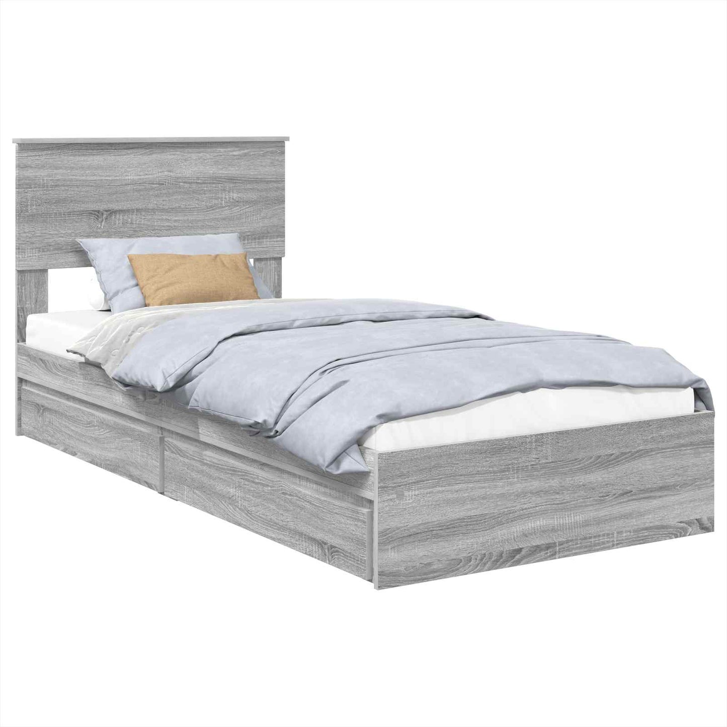Opslag bed met hoofdeinde Grijs Sonoma 75 x 190 cm Bewerkt hout is nu te koop bij PeponiXL, paradijselijk wonen!