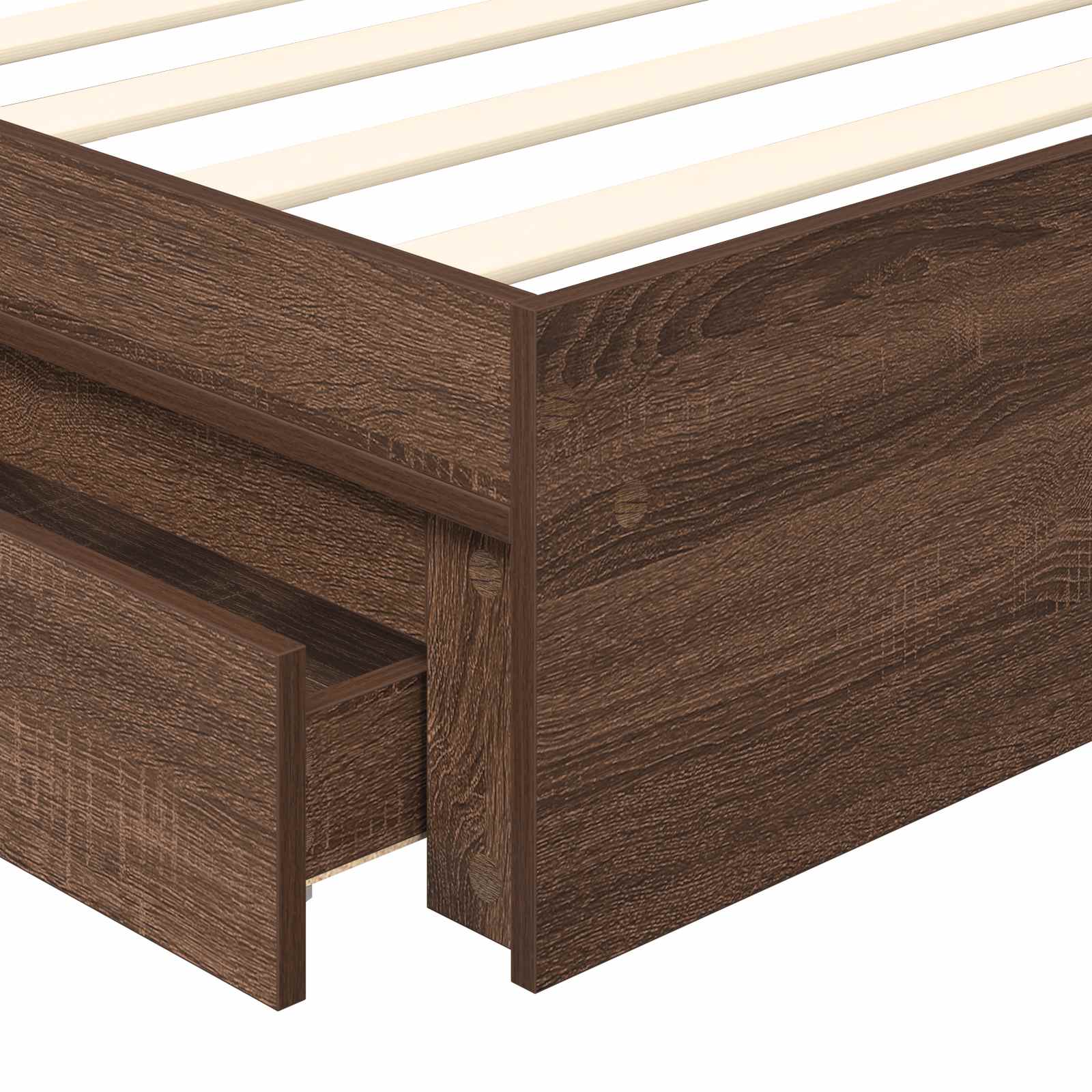 Opslag bed met hoofdeinde Bruin Eiken 75 x 190 cm Bewerkt hout is nu te koop bij PeponiXL, paradijselijk wonen!