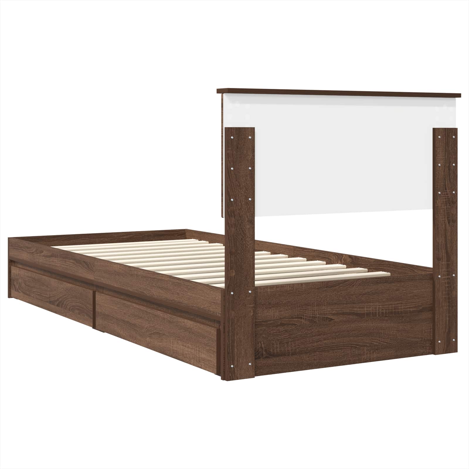 Opslag bed met hoofdeinde Bruin Eiken 75 x 190 cm Bewerkt hout is nu te koop bij PeponiXL, paradijselijk wonen!