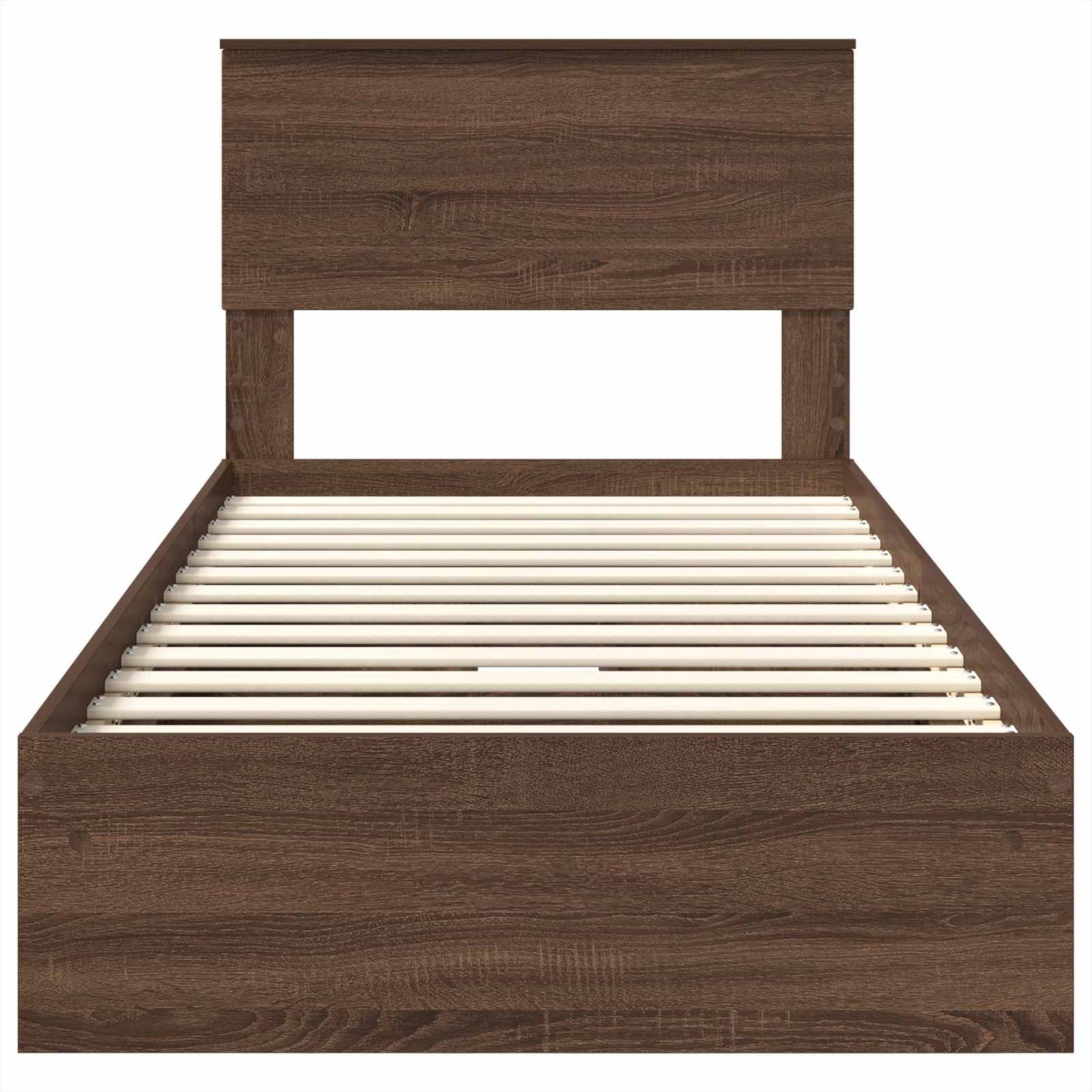 Opslag bed met hoofdeinde Bruin Eiken 75 x 190 cm Bewerkt hout is nu te koop bij PeponiXL, paradijselijk wonen!