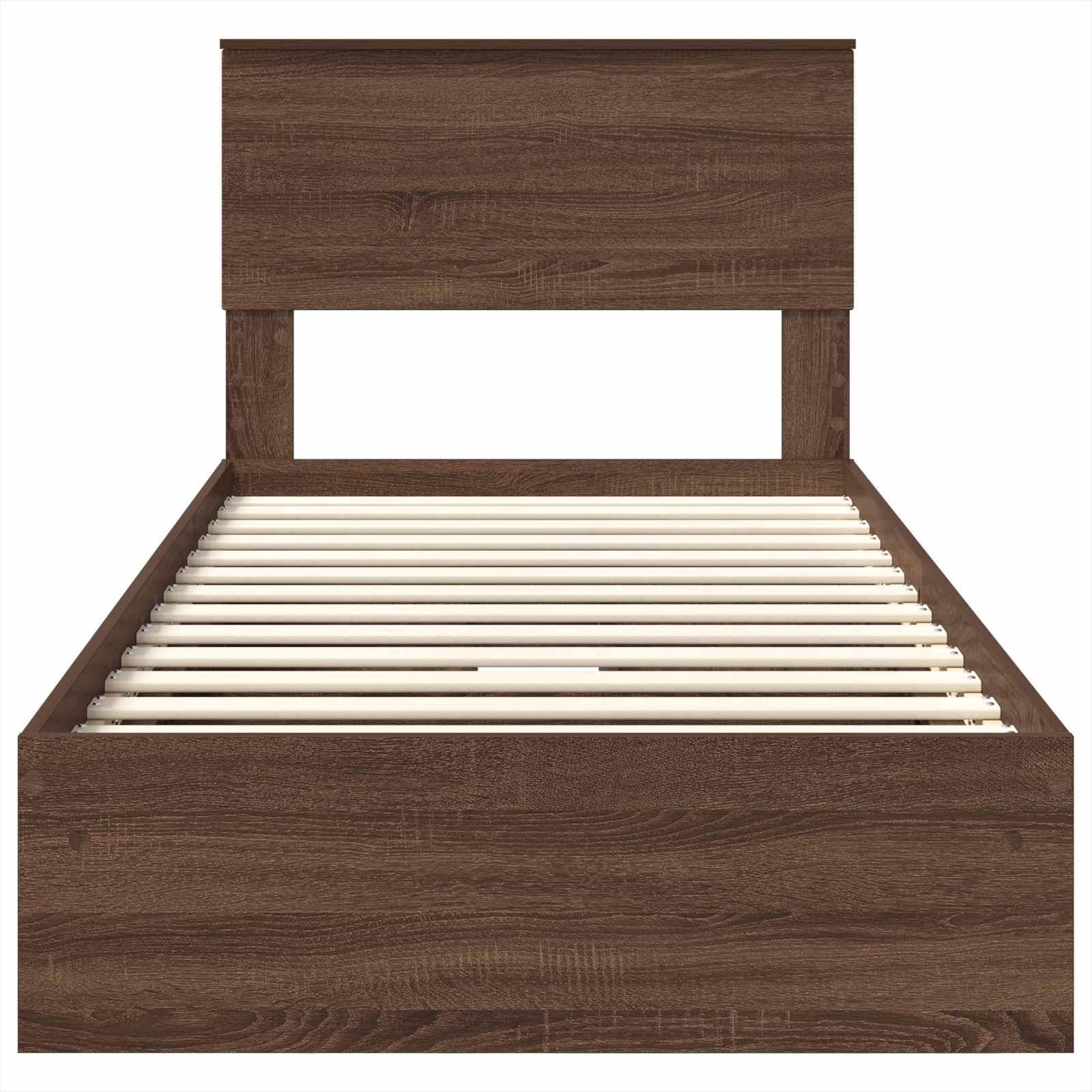 Opslag bed met hoofdeinde Bruin Eiken 75 x 190 cm Bewerkt hout is nu te koop bij PeponiXL, paradijselijk wonen!