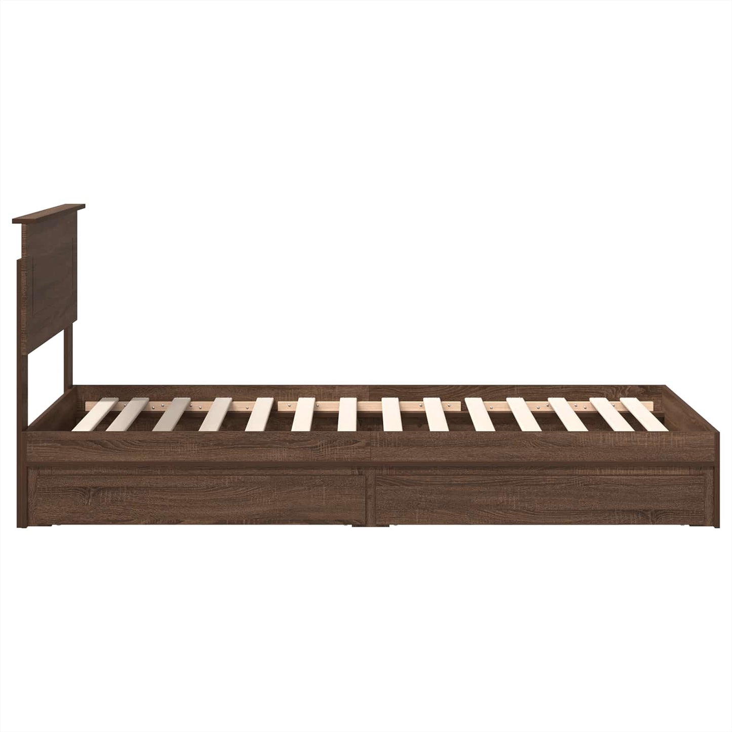 Opslag bed met hoofdeinde Bruin Eiken 75 x 190 cm Bewerkt hout is nu te koop bij PeponiXL, paradijselijk wonen!