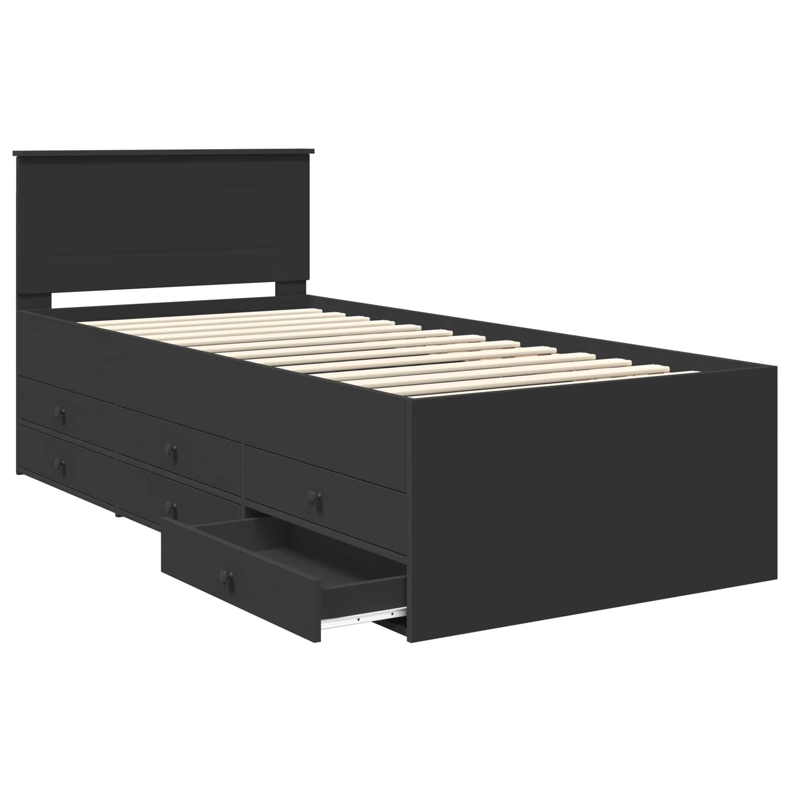 Slaapbank met lade met opslag Zwart 100 x 200 cm Bewerkt hout is nu te koop bij PeponiXL, paradijselijk wonen!