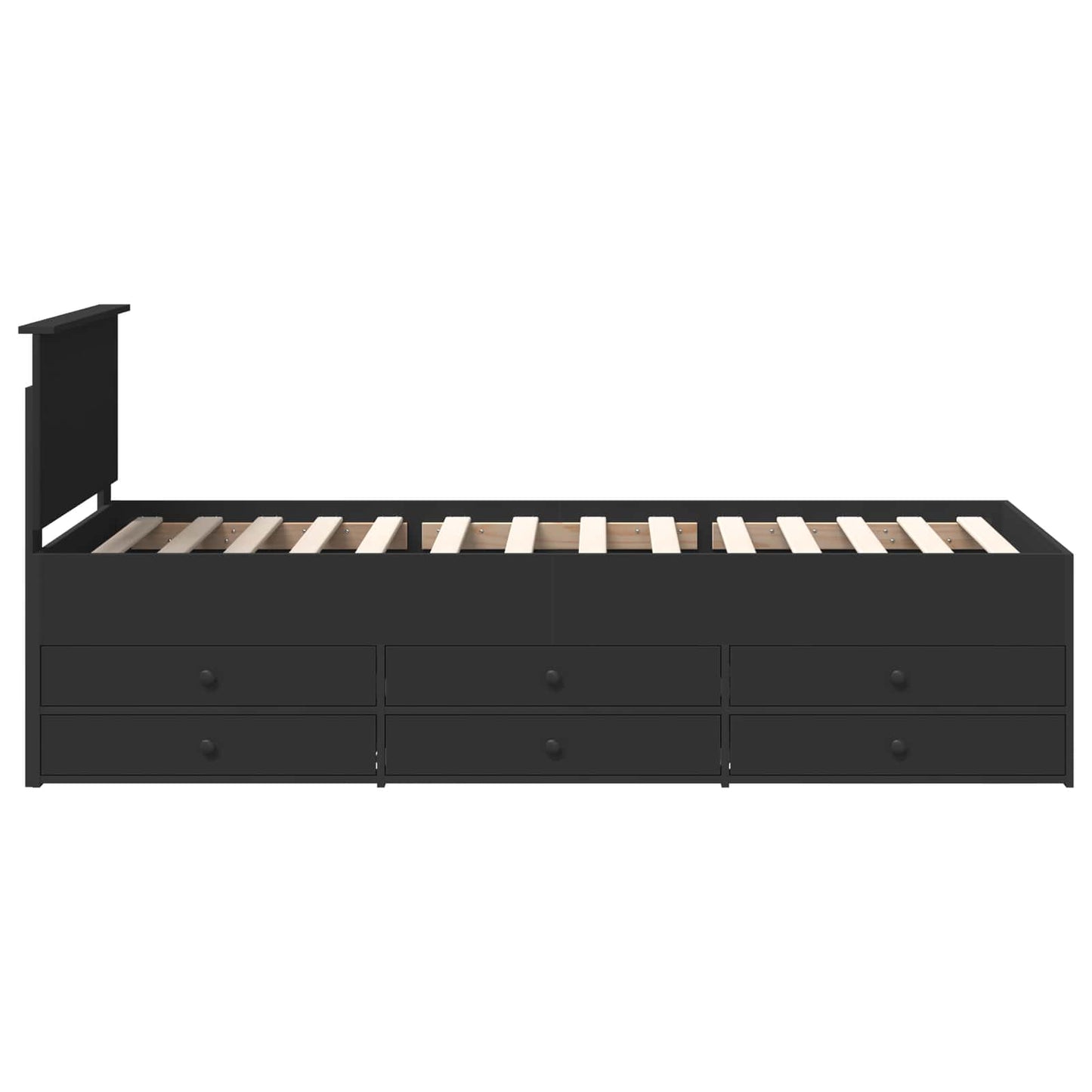 Slaapbank met lade met opslag Zwart 100 x 200 cm Bewerkt hout is nu te koop bij PeponiXL, paradijselijk wonen!