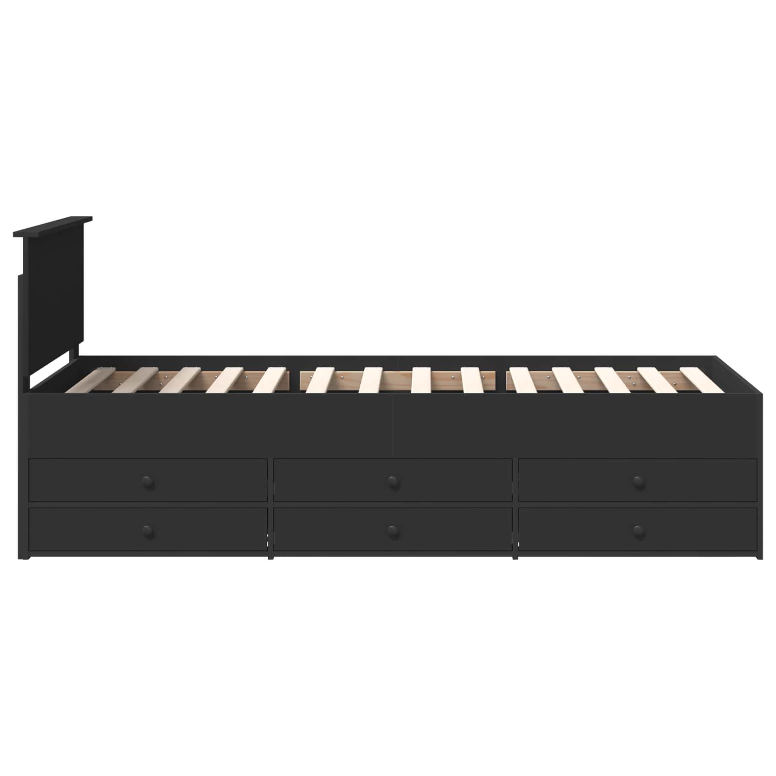 Slaapbank met lade met opslag Zwart 100 x 200 cm Bewerkt hout is nu te koop bij PeponiXL, paradijselijk wonen!