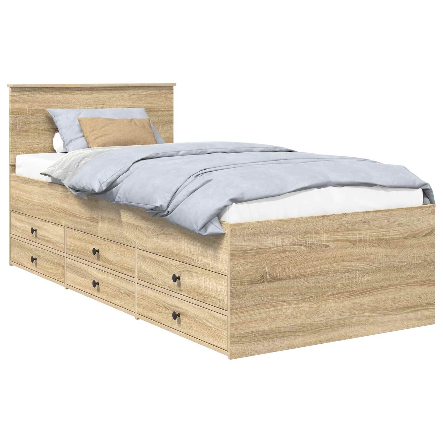 Slaapbank Sonoma Eiken en Zwart 100 x 200 cm Bewerkt hout is nu te koop bij PeponiXL, paradijselijk wonen!